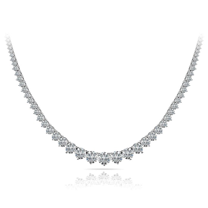 18K Gold Diamond Necklace with 1 Carat Center Diamond and 91 Round Diamonds 16.00 Carat 15