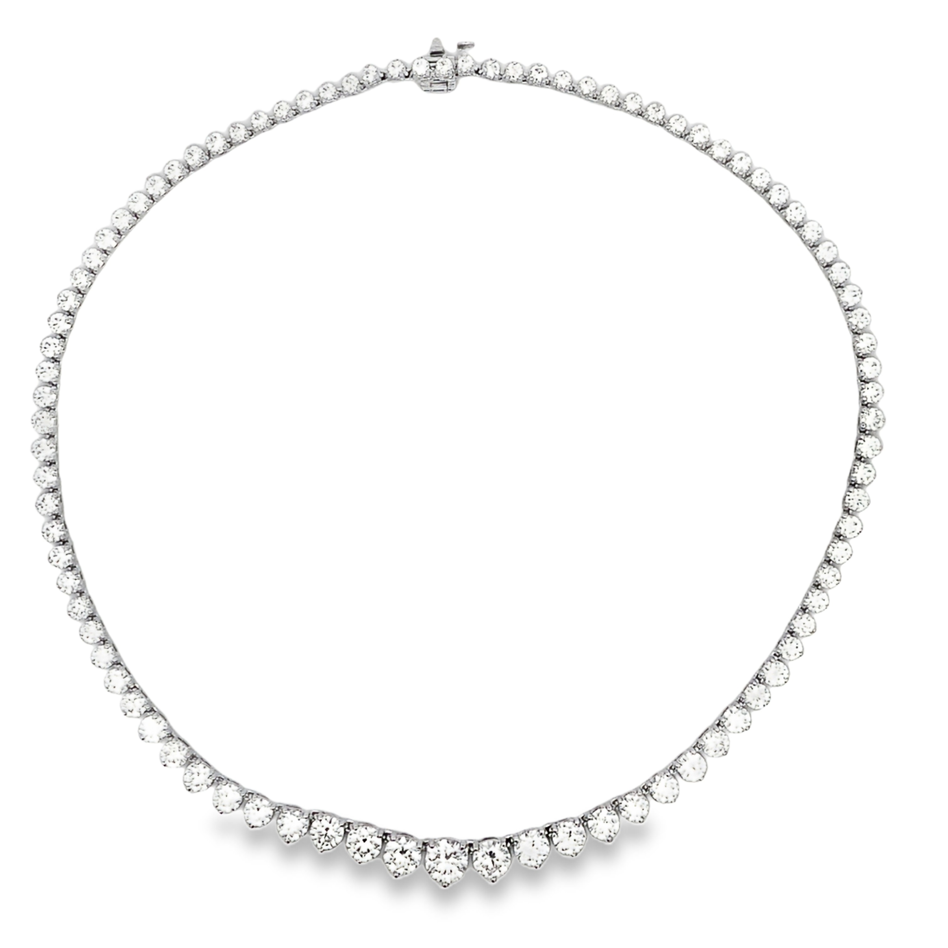 18K Gold Diamond Necklace with 1 Carat Center Diamond and 91 Round Diamonds 16.00 Carat 15