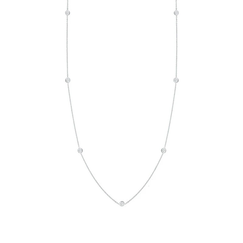 18K White Gold Diamond By The Yard Necklace 18