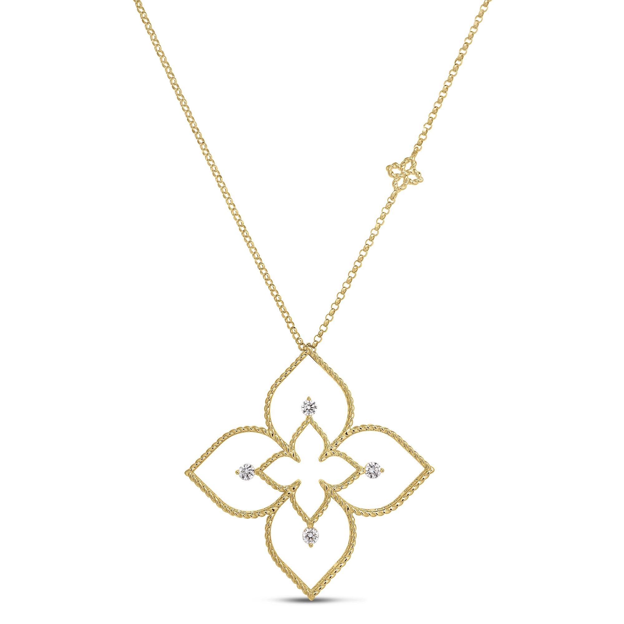 Roberto Coin 18K Princess Flower Open Frame Diamond Necklace