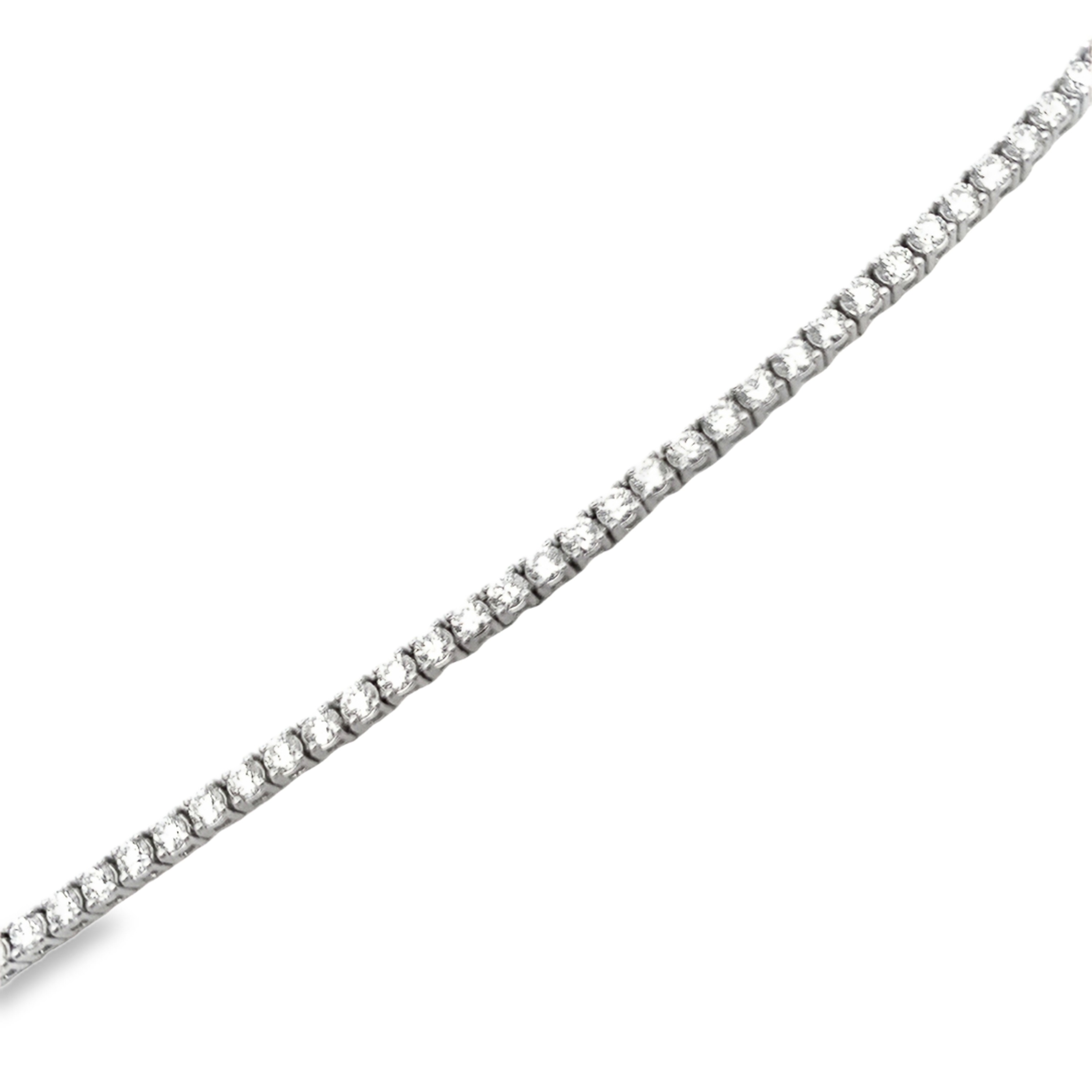 14K White Gold Diamond Necklace 17 with 161 Round Diamonds 7.05ct G-H SI3