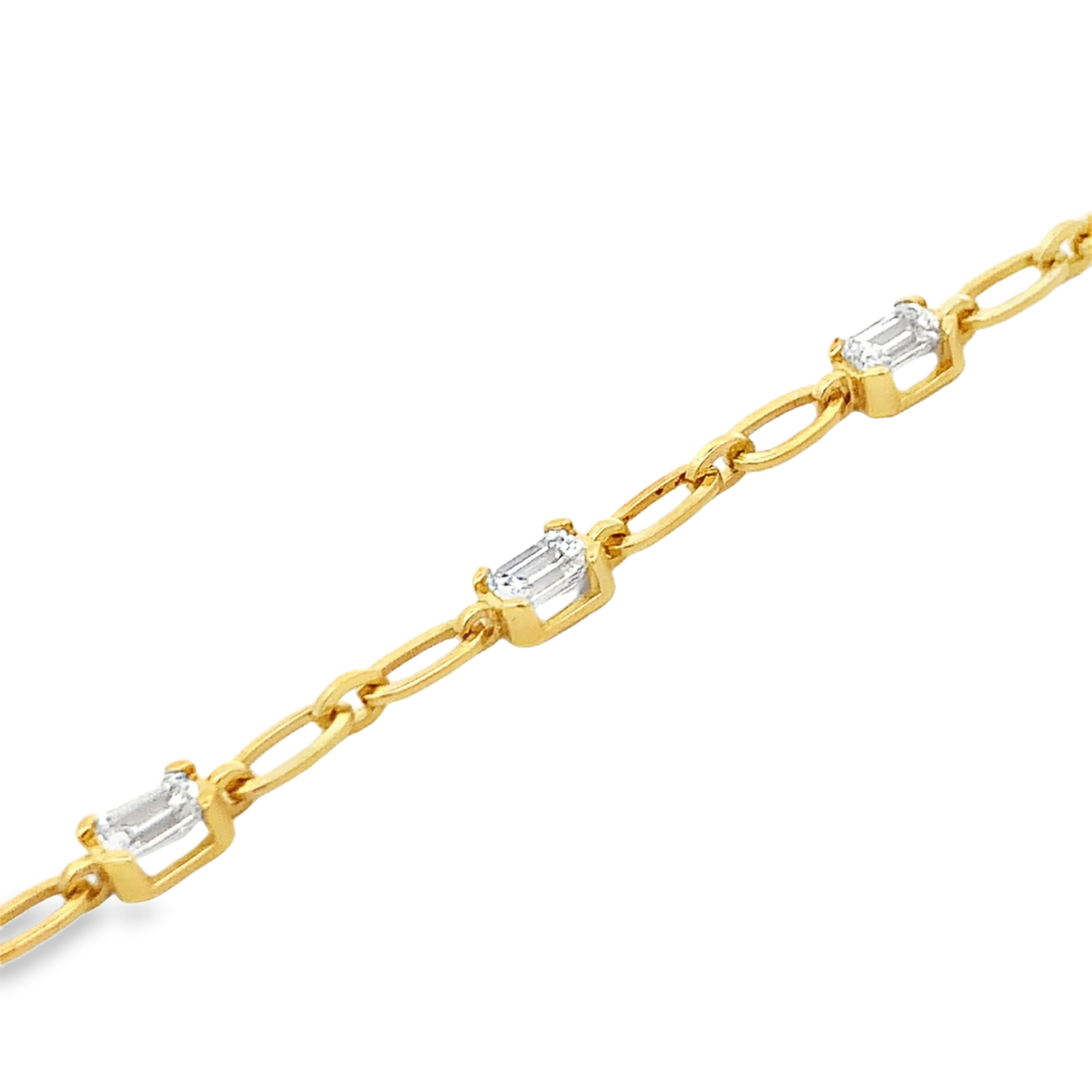 Norman Silverman 18K Yellow Gold Emerald Cut Diamond Station Necklace