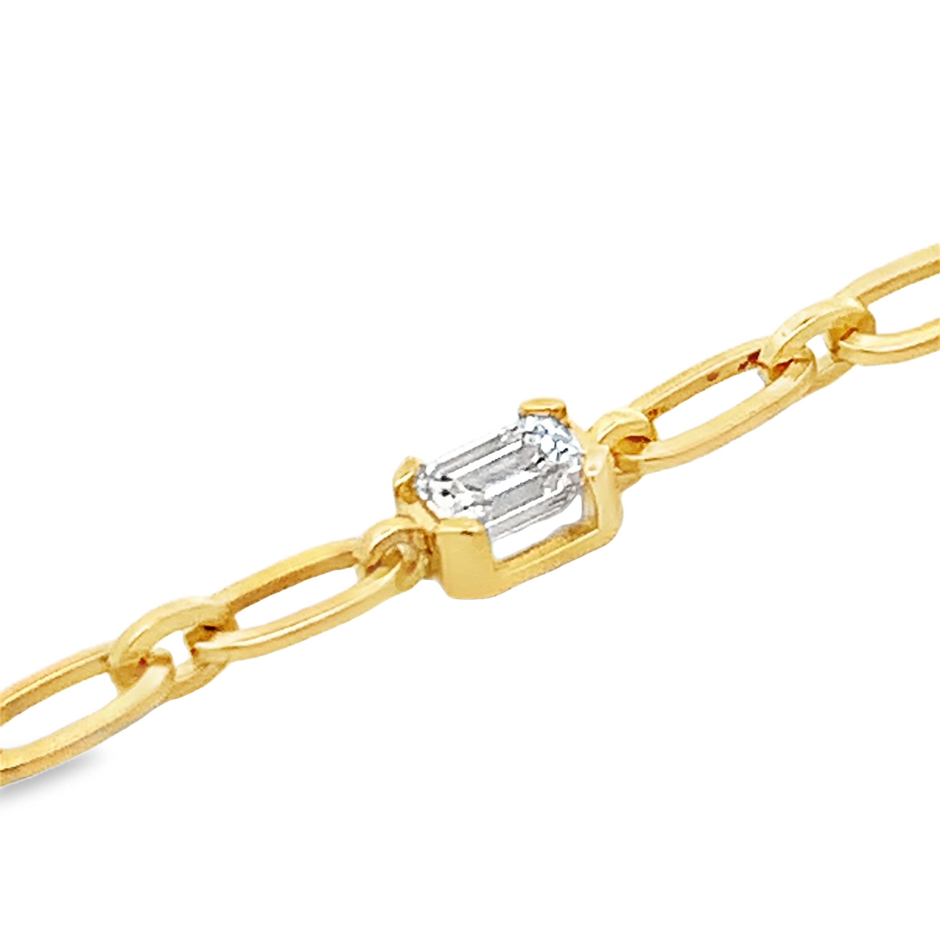 Norman Silverman 18K Yellow Gold Emerald Cut Diamond Station Necklace