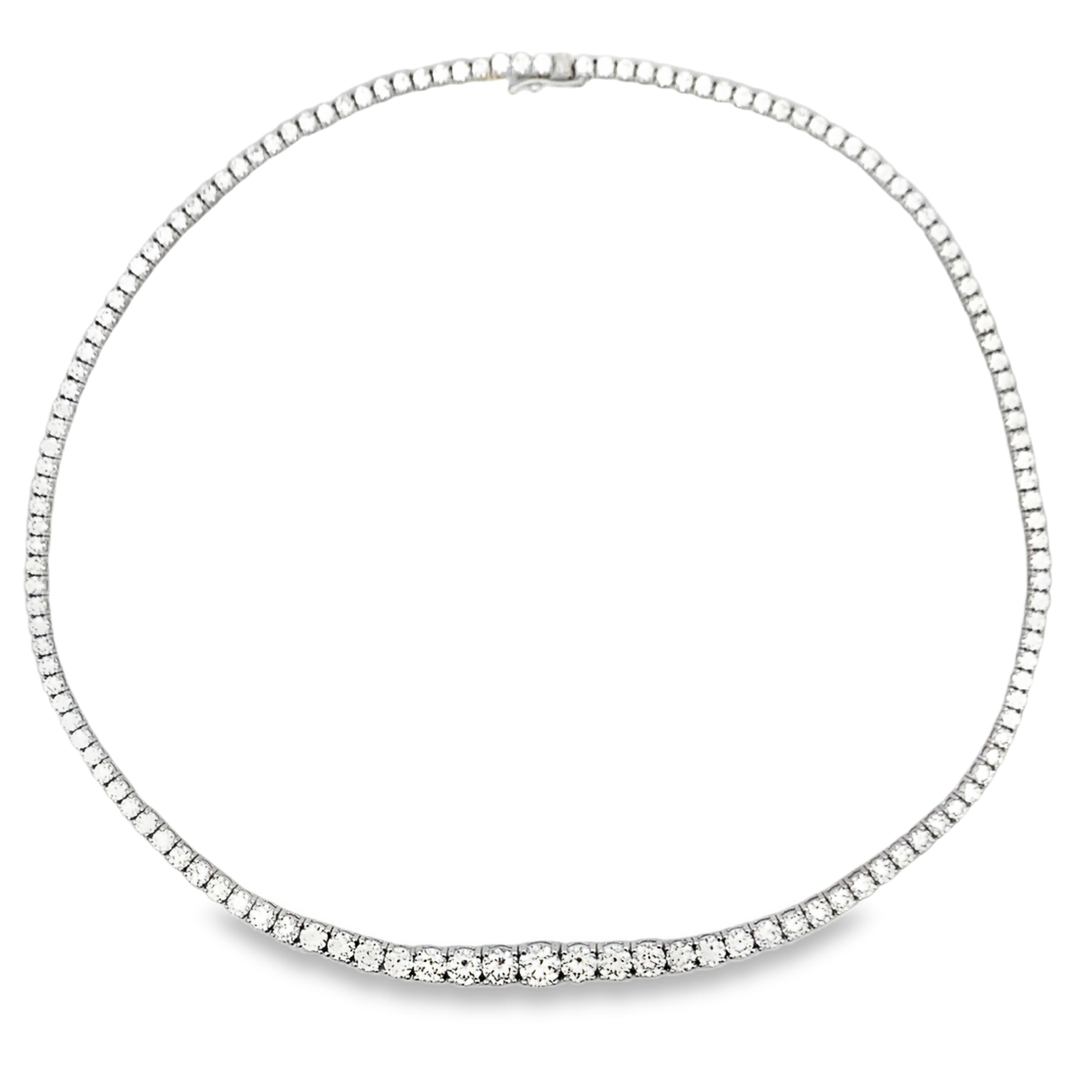 18K White Gold Graduating DiamondTennis Necklace