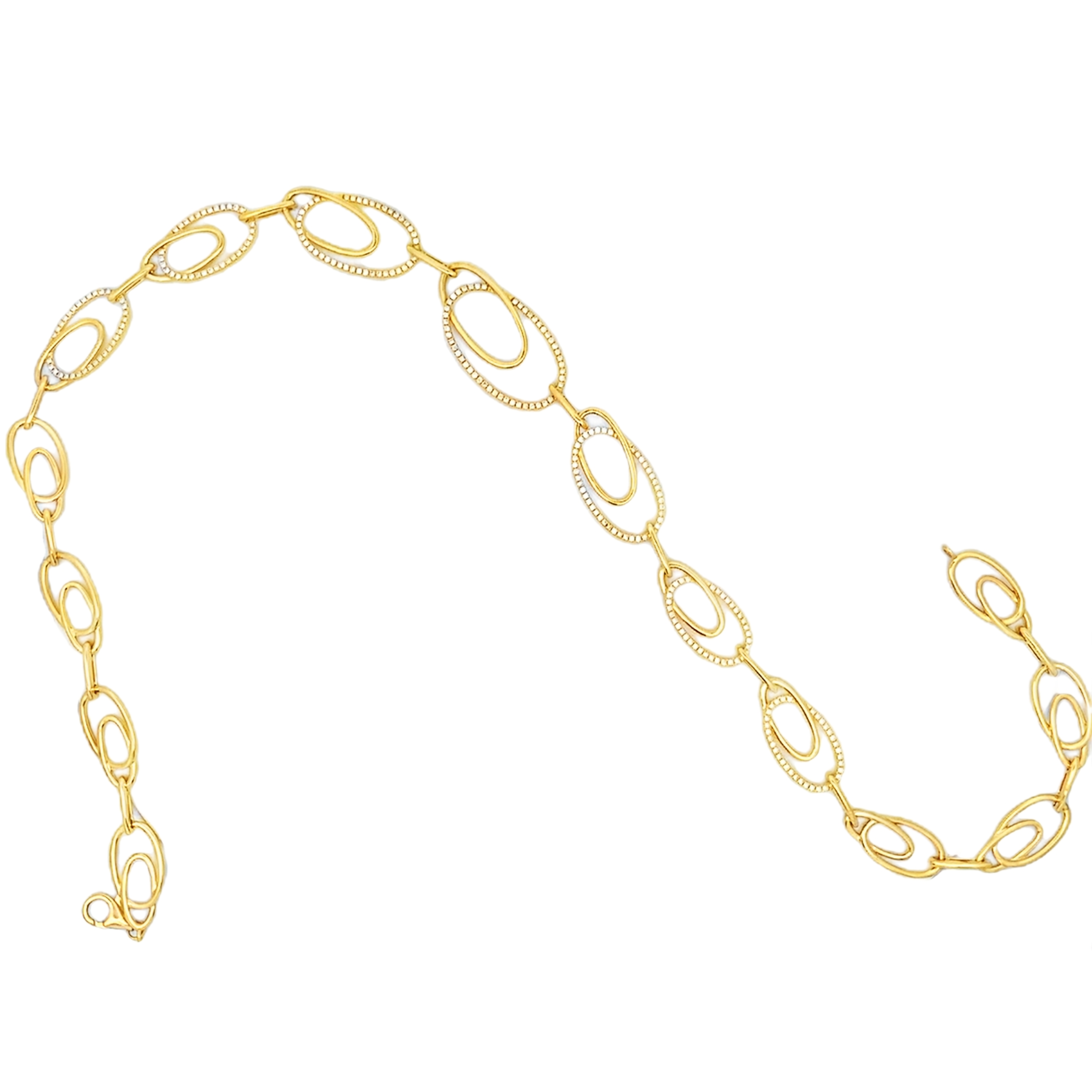 18K Yellow Gold Oval Diamond Link Necklace