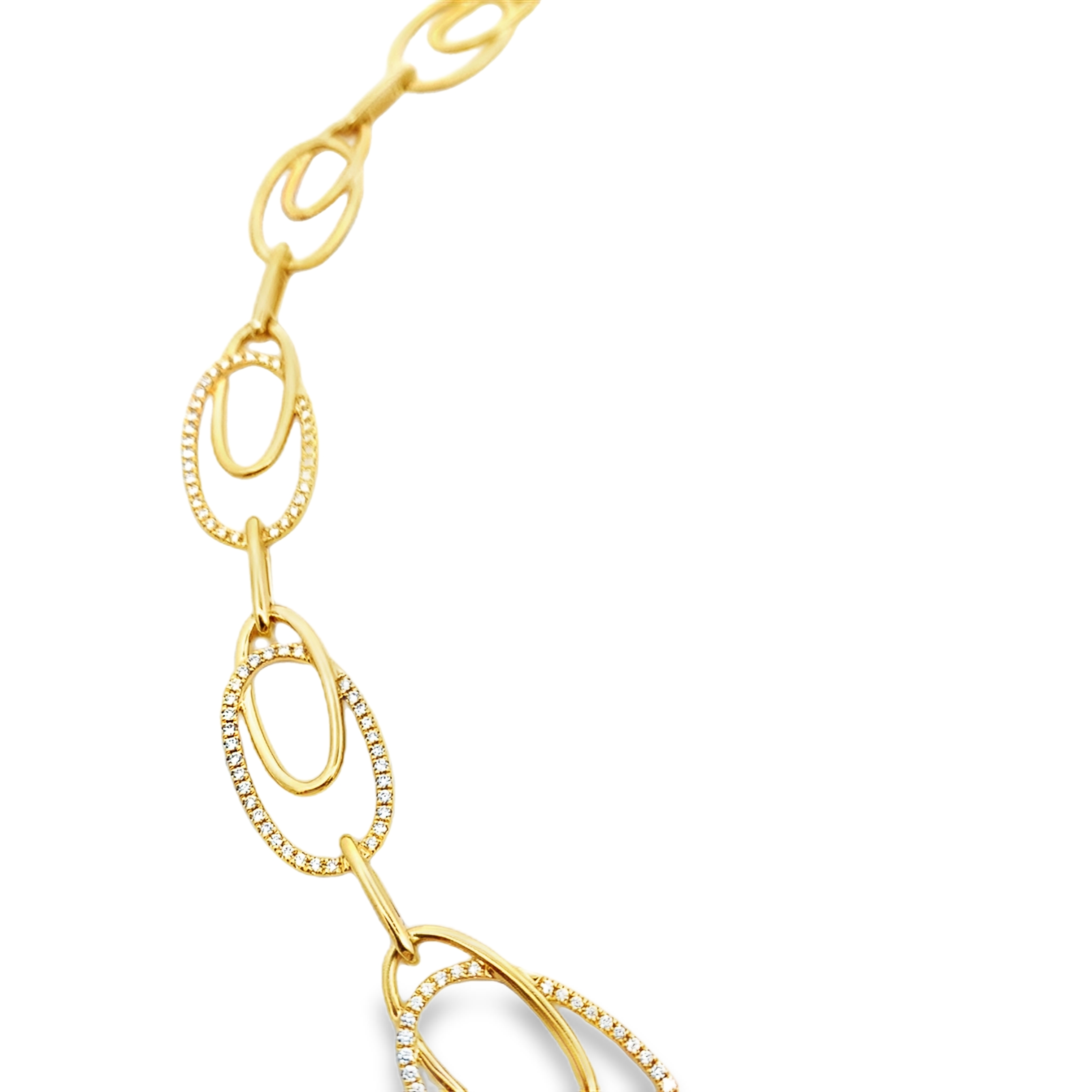 18K Yellow Gold Oval Diamond Link Necklace