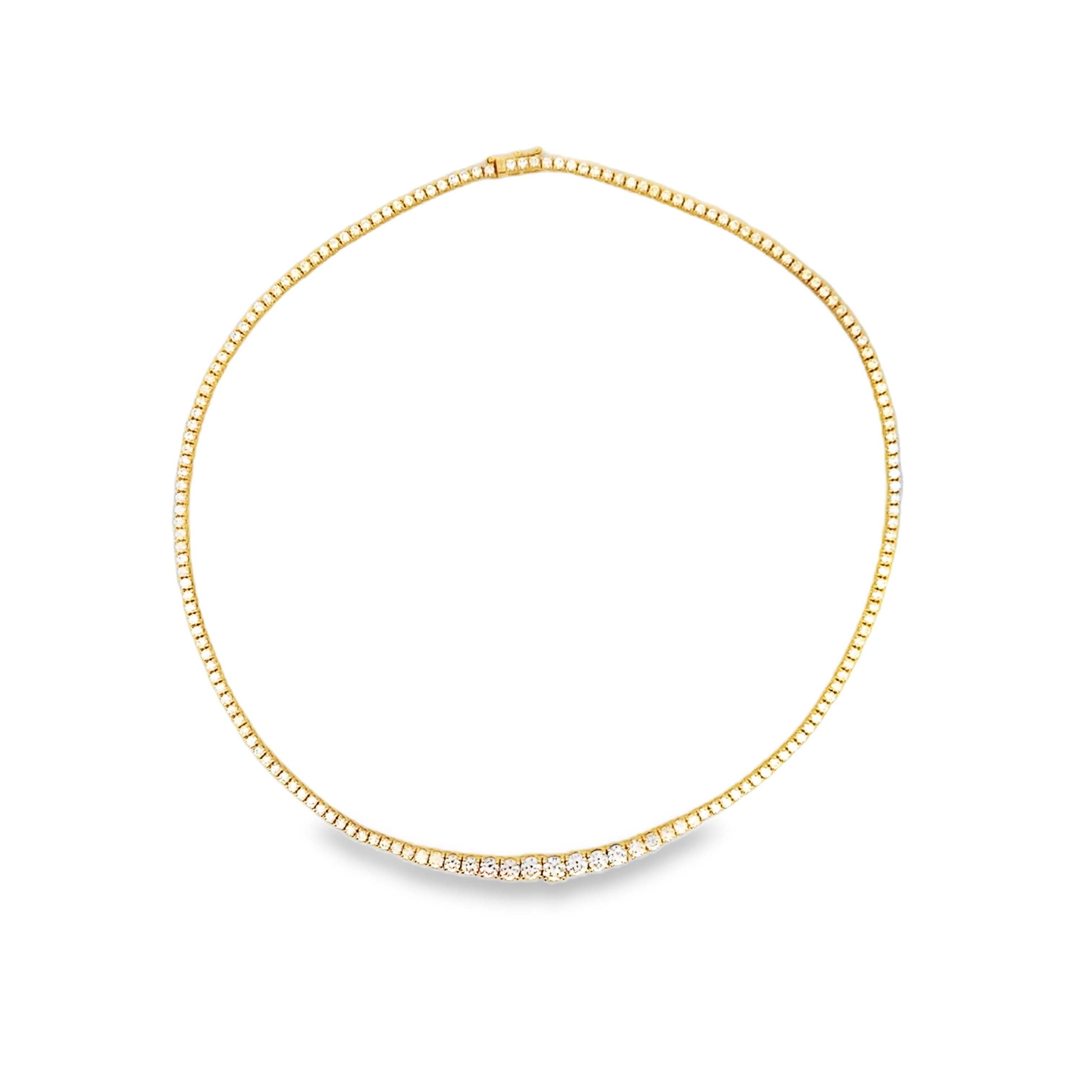 18K Yellow Gold Diamond Tennis Necklace