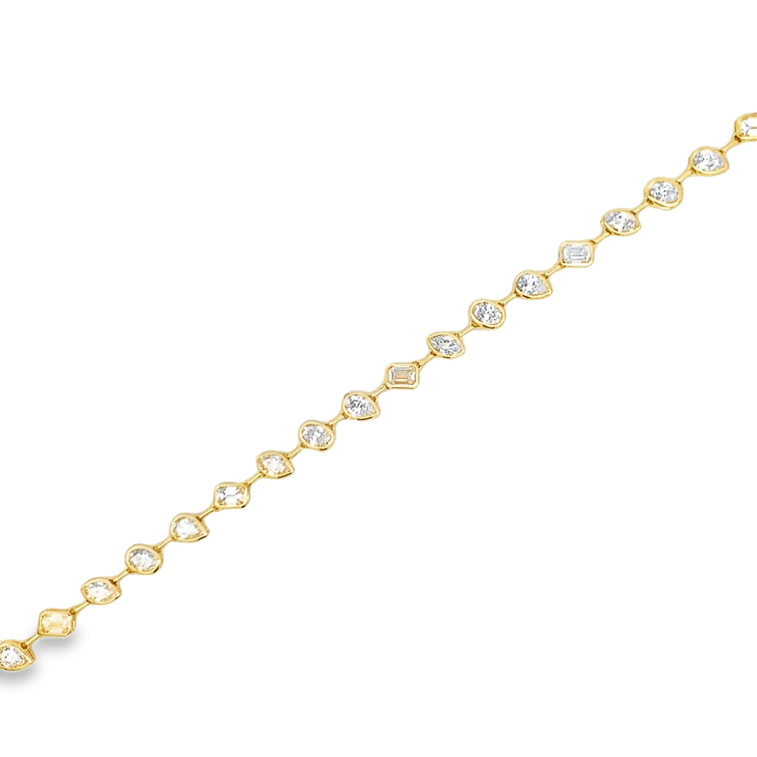 18K Yellow Gold 13 Carat Mixed Shapes Bezel-Set Diamond Necklace