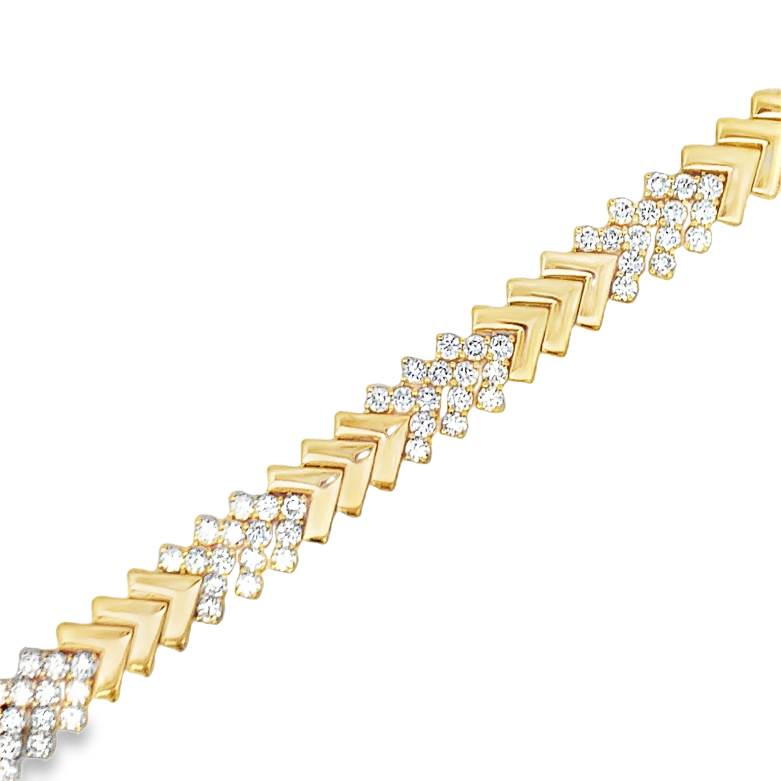 18K Yellow Gold Chevron Link Diamond Necklace