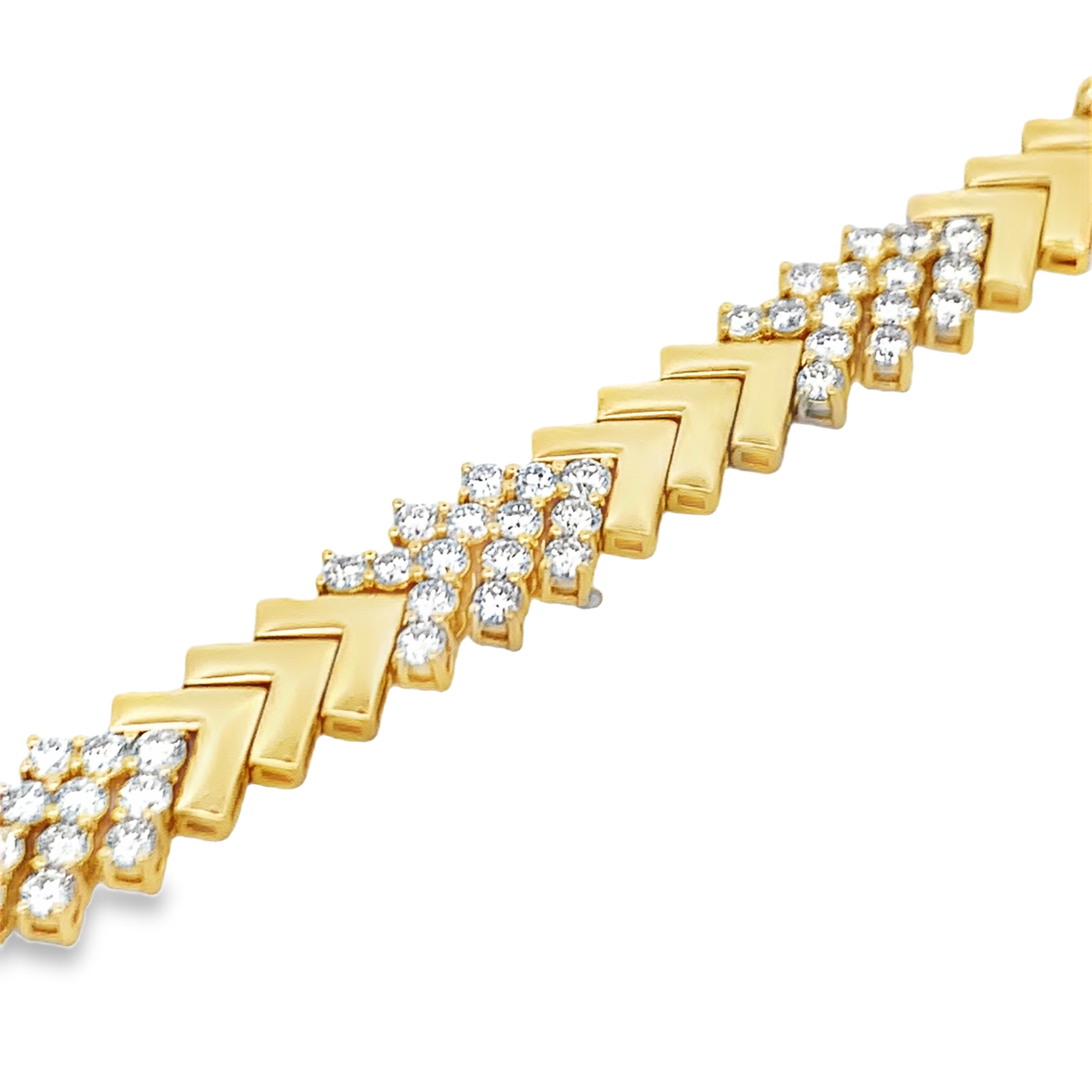 18K Yellow Gold Chevron Link Diamond Necklace