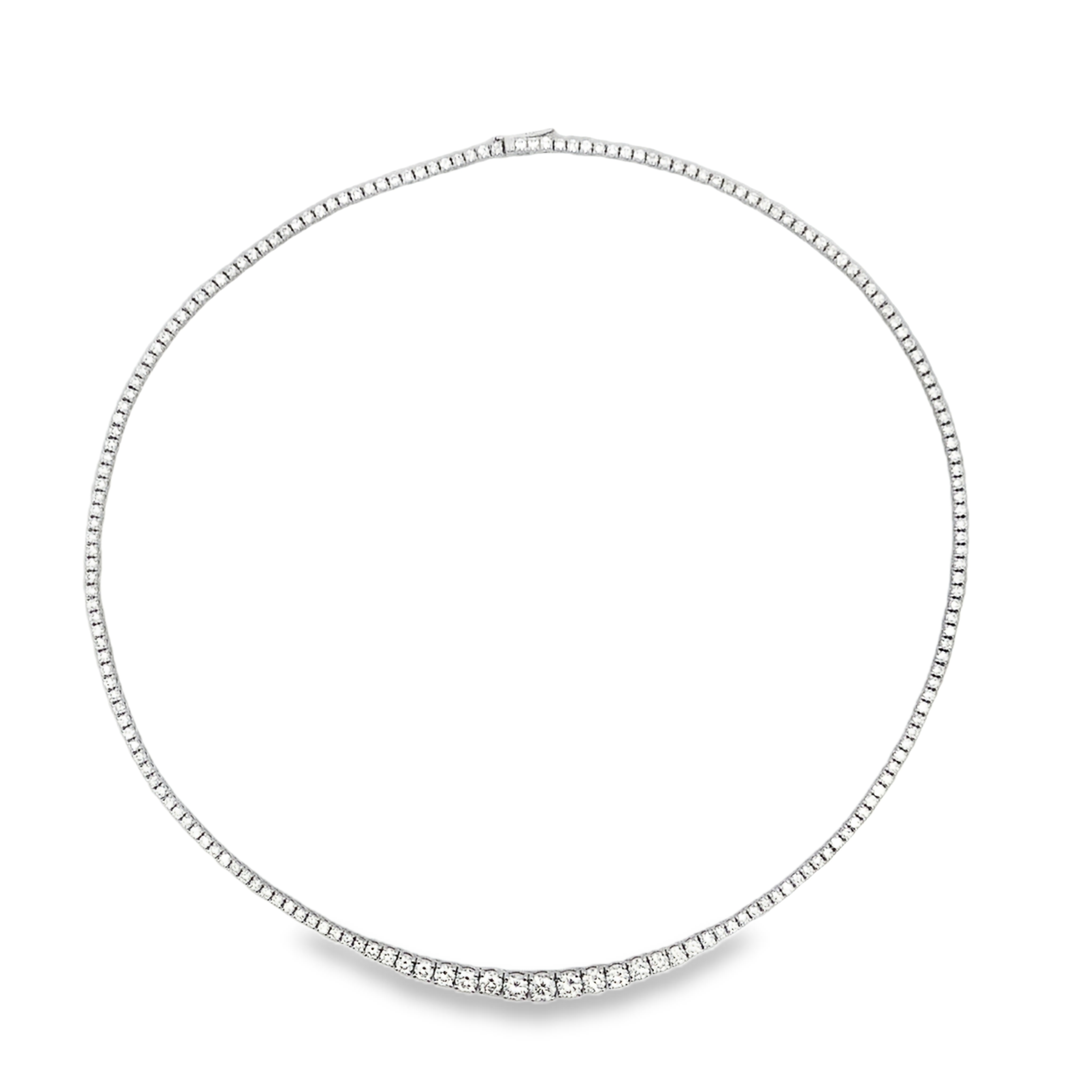 18K White Gold Graduated Diamond Center Necklace