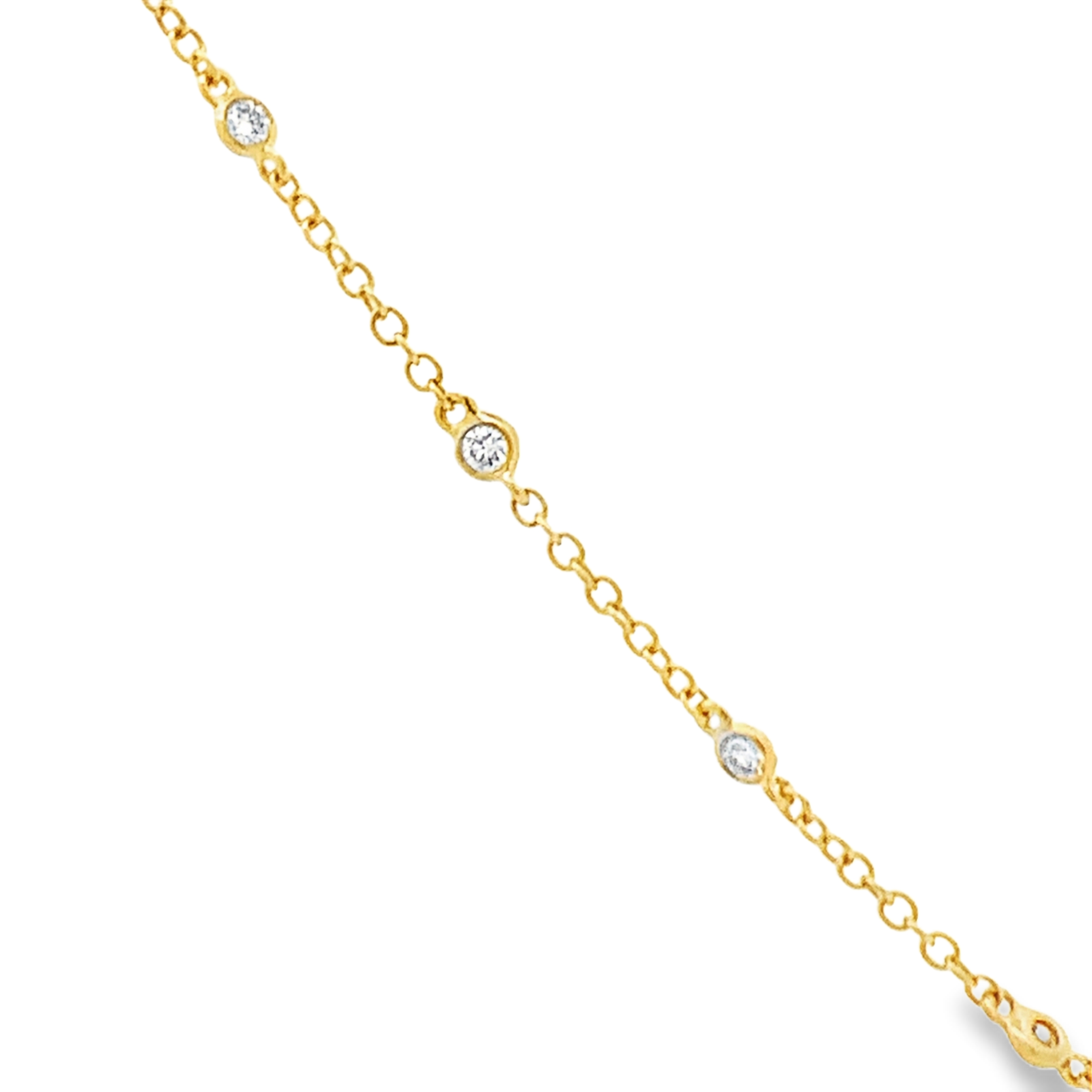 18K Yellow Gold Diamond By The Yard Necklace with 23 Bezel-Set Diamond Stations
