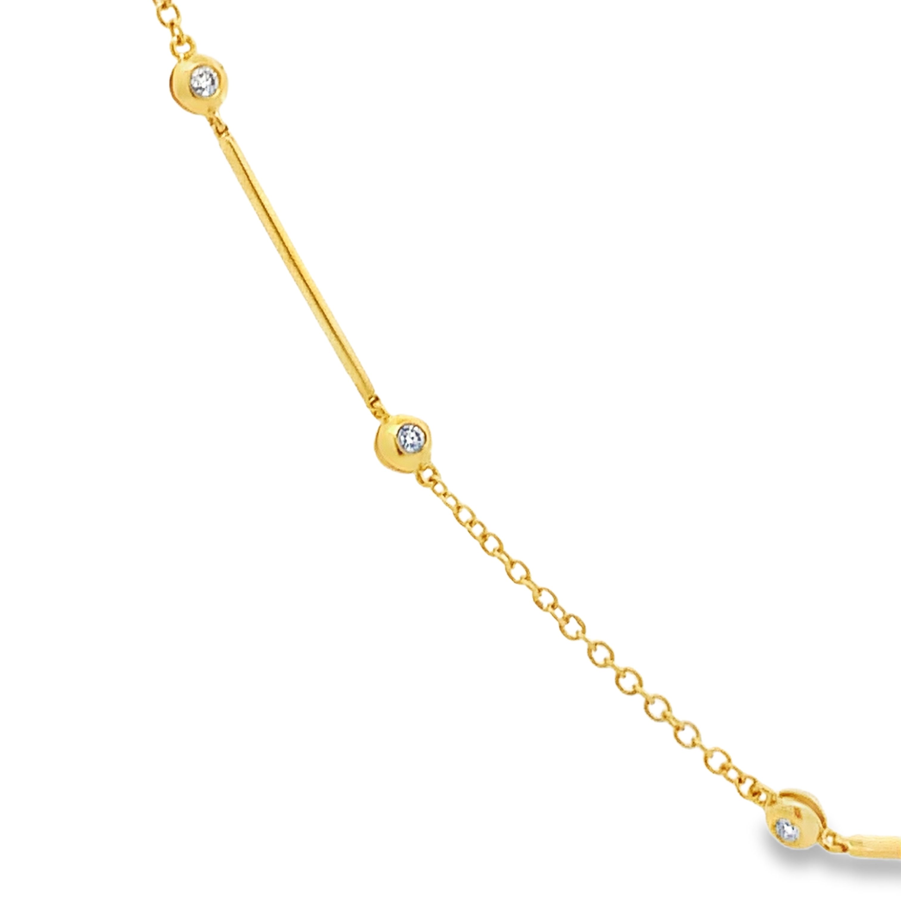 18K Yellow Gold Diamond By The Yard Bar Necklace 18 with 24 Round Diamonds 0.50 CTW F-G VS2