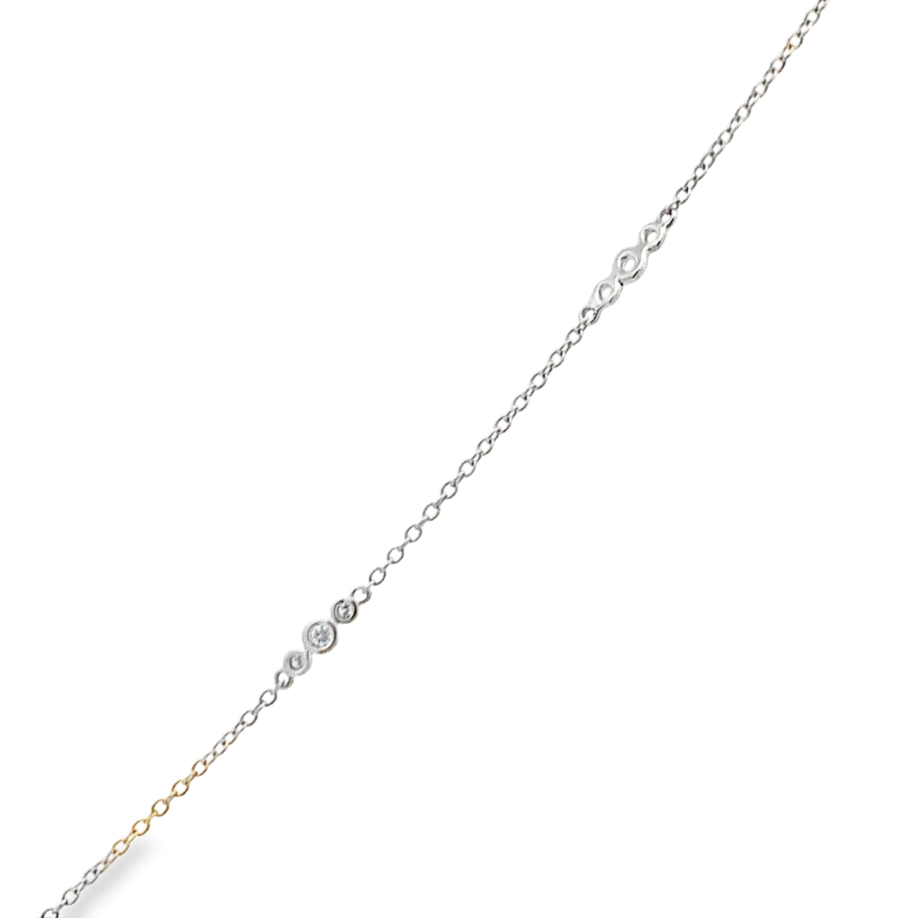 18 Karat White Gold Diamond By The Yard Necklace and Flower Pendant 17.5 with 32 Round Diamonds 0.41 CTW F-G VS2-SI1 and 5 Pear Diamonds 0.42 CTW F-G VS
