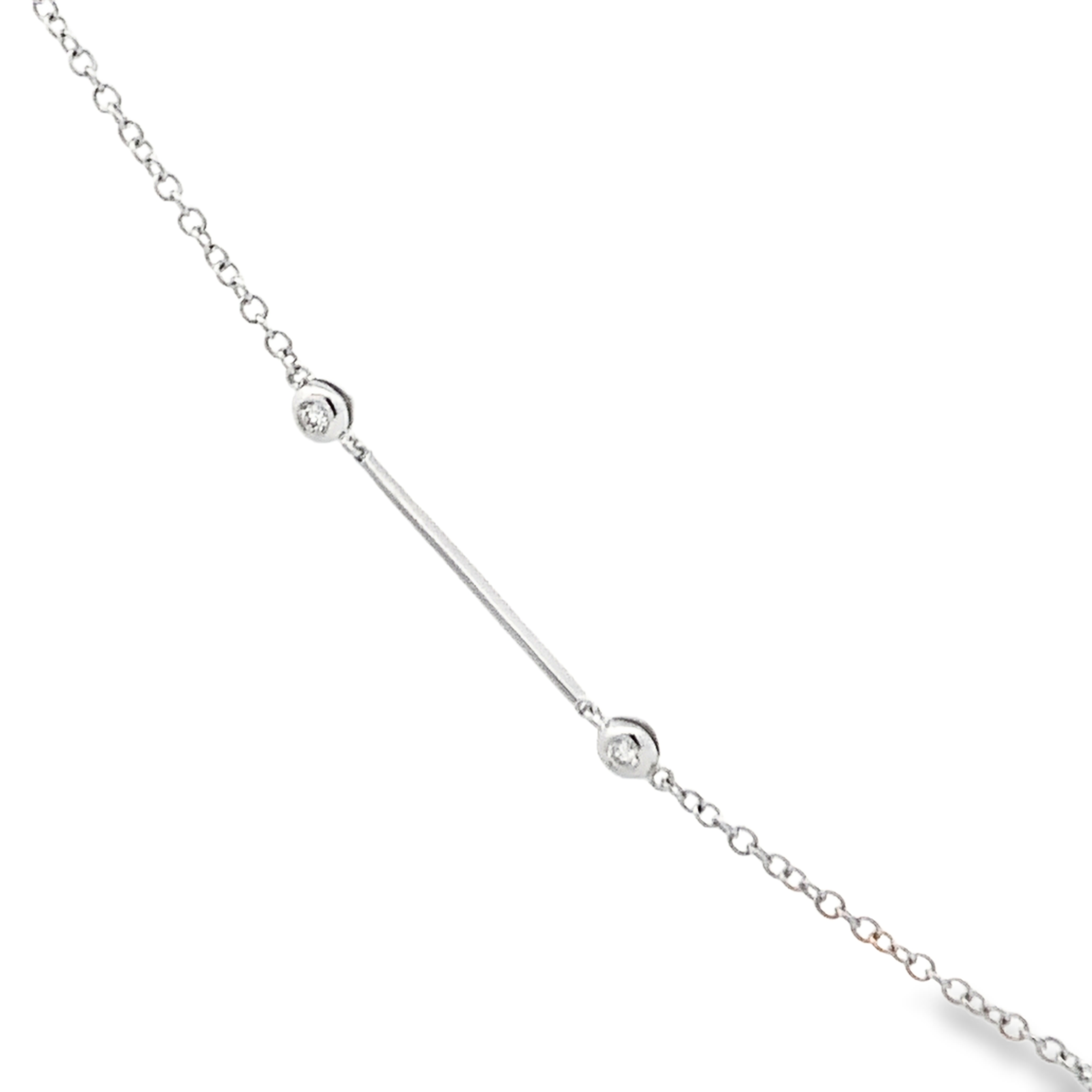 18K White Gold Bar and Diamond By The Yard Necklace
