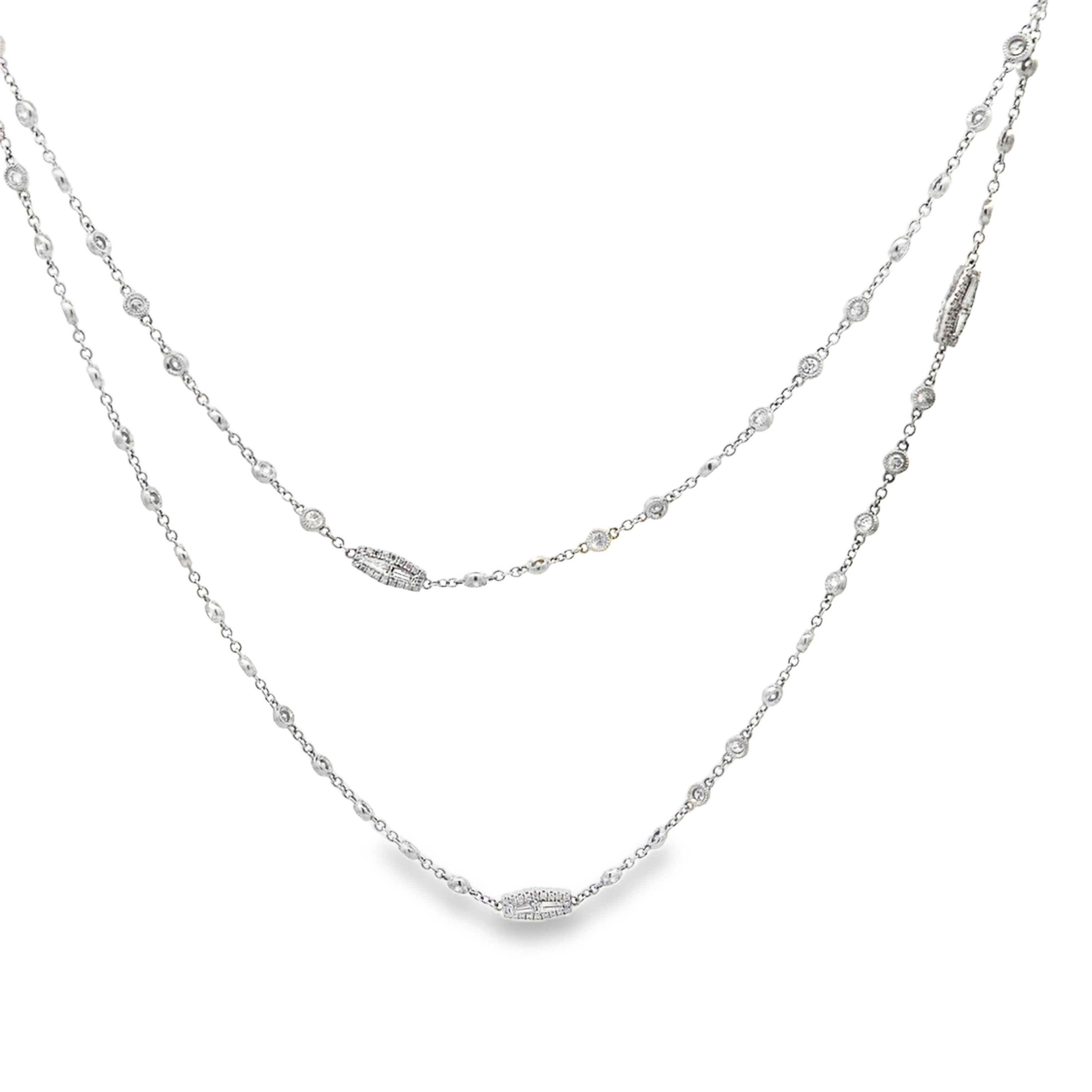 18K White Gold Diamond By The Yard Necklace 32