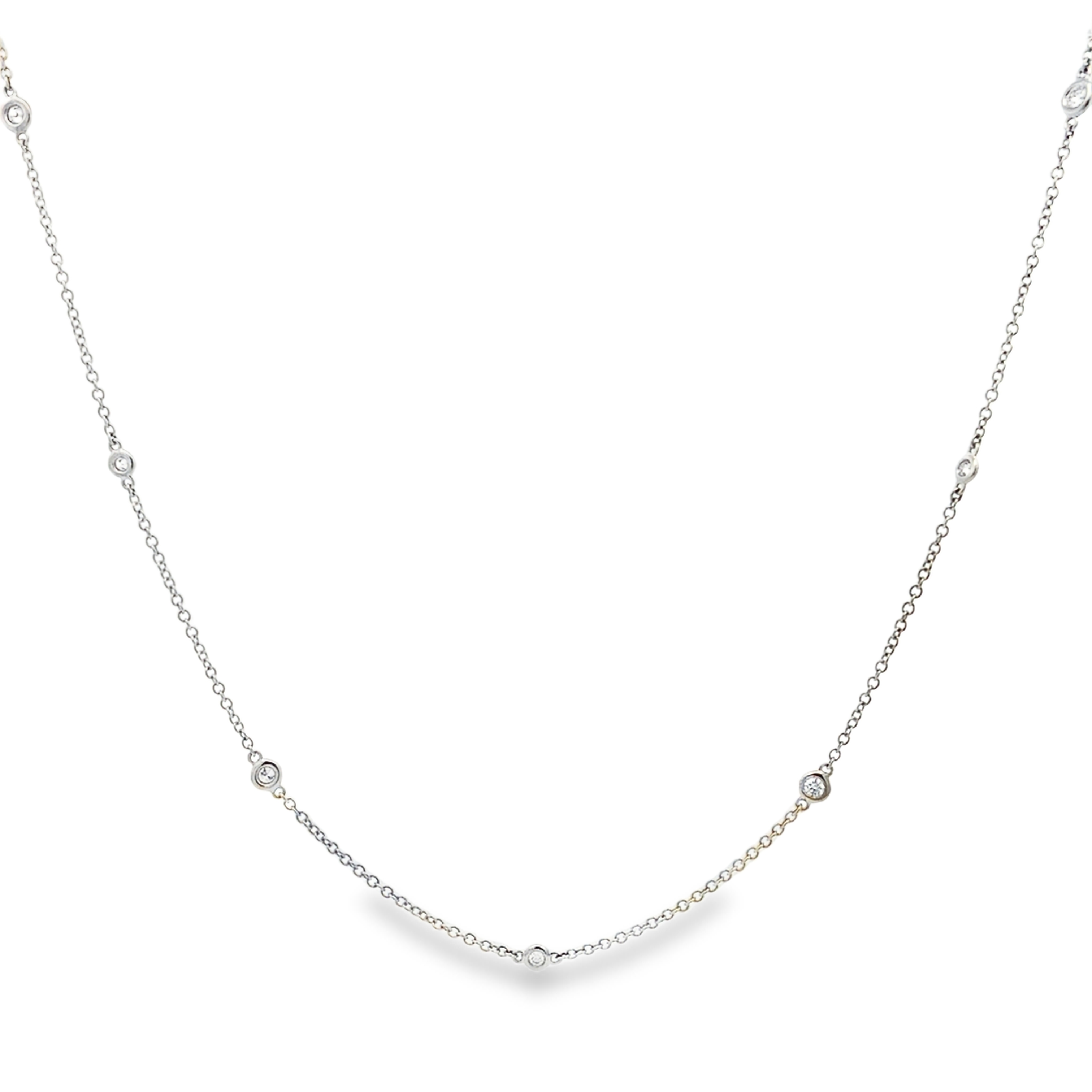 18K White Gold Diamond By The Yard Necklace