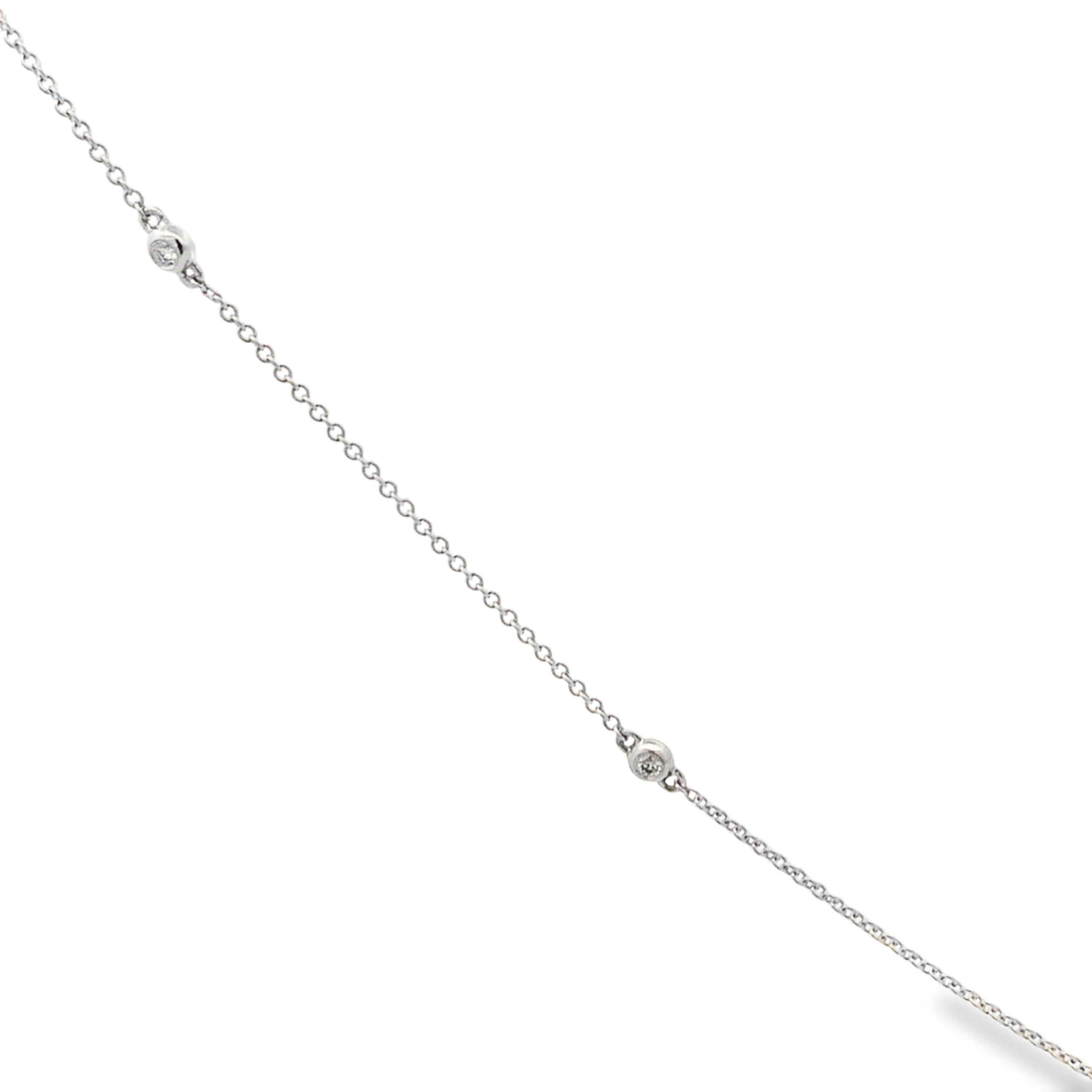 18K White Gold Diamond Flower and Bezel-Set Diamond Stations Necklace