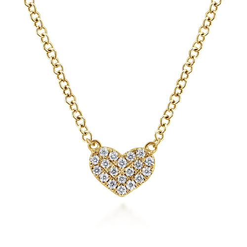 Gabriel & Co. 14K Yellow Gold Pave Diamond Heart Necklace