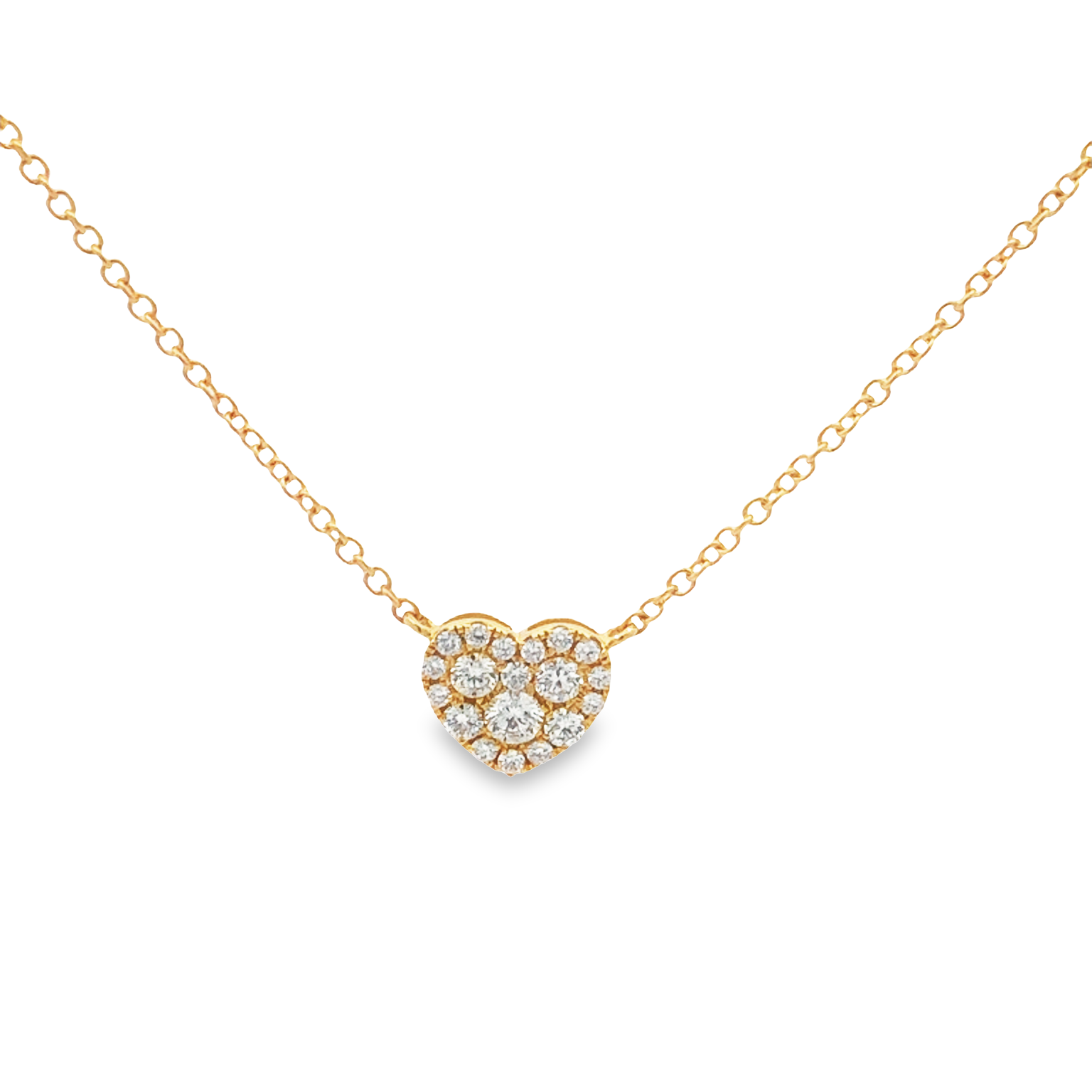 18K Yellow Gold Diamond Heart Necklace