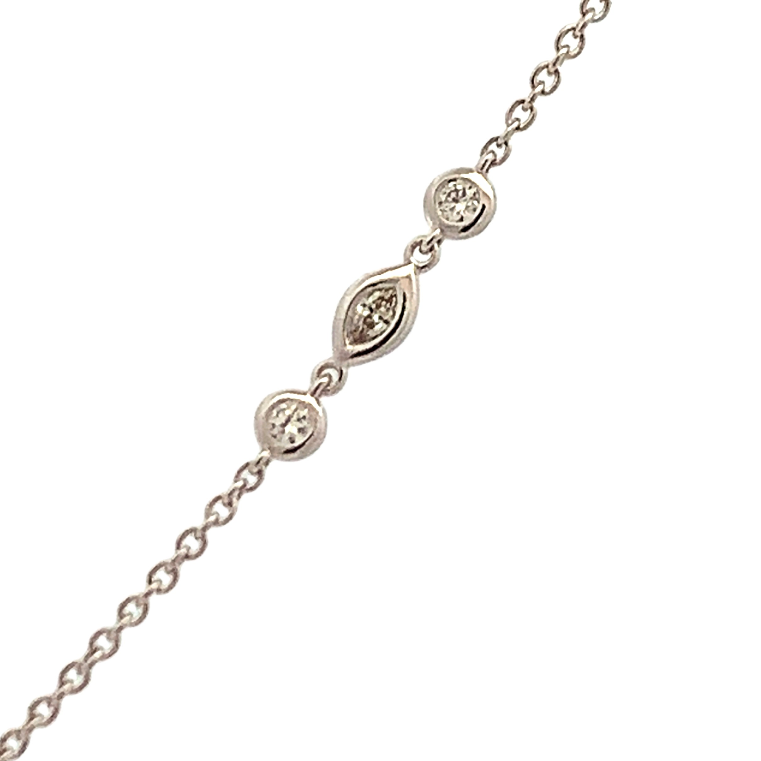 18K White Gold Diamond Necklace 18 with 8 Round and Marquise Diamond Stations