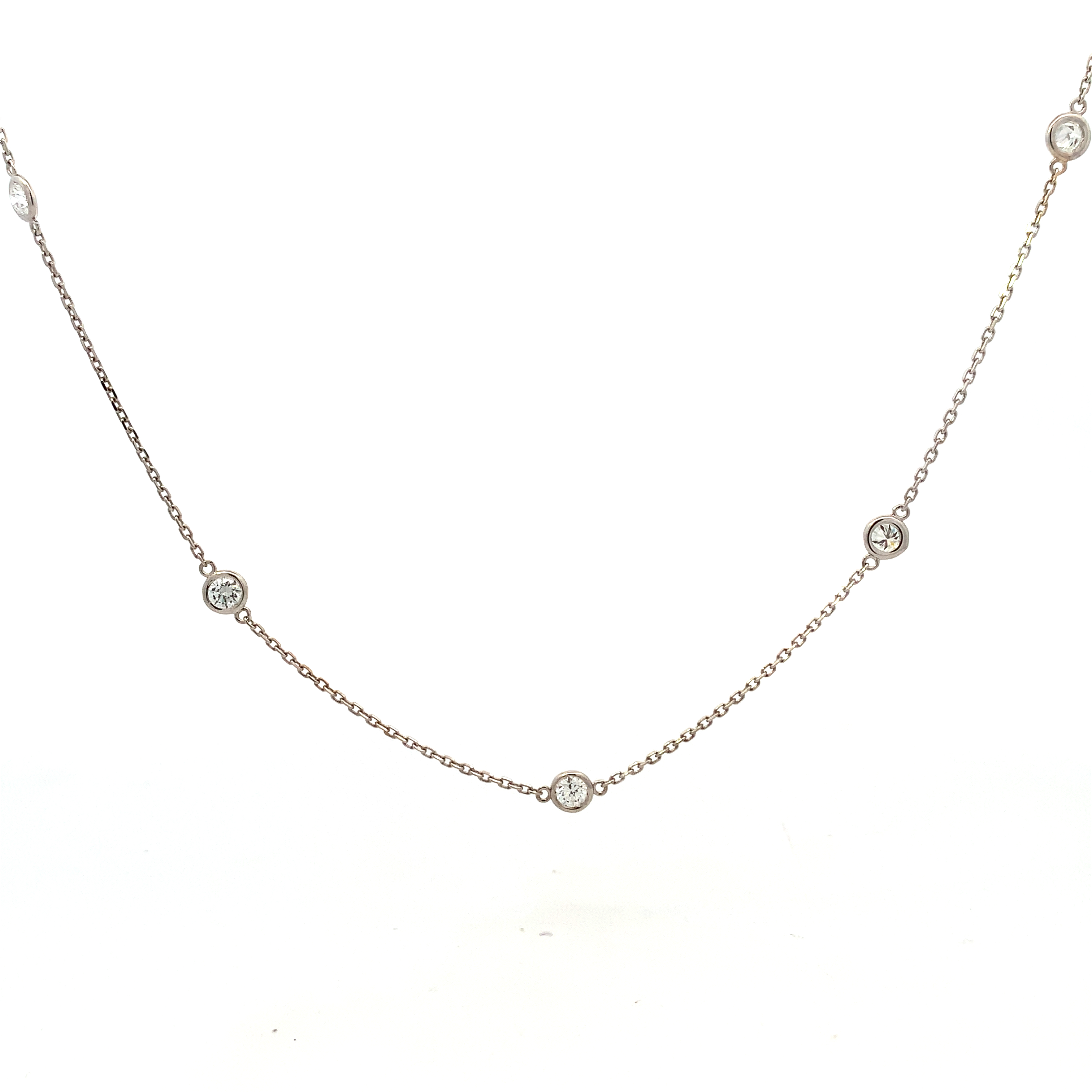 18K White Gold Diamond By The Yard Necklace 18