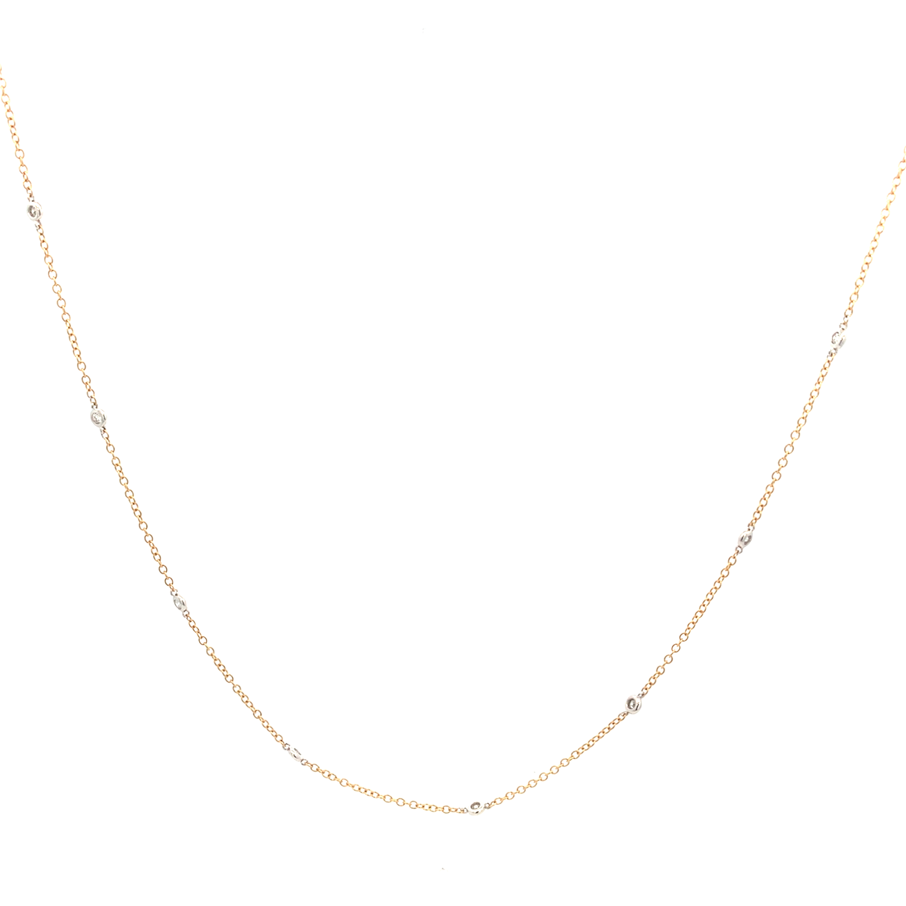 18K Two-Tone 10 Diamond Station Necklace