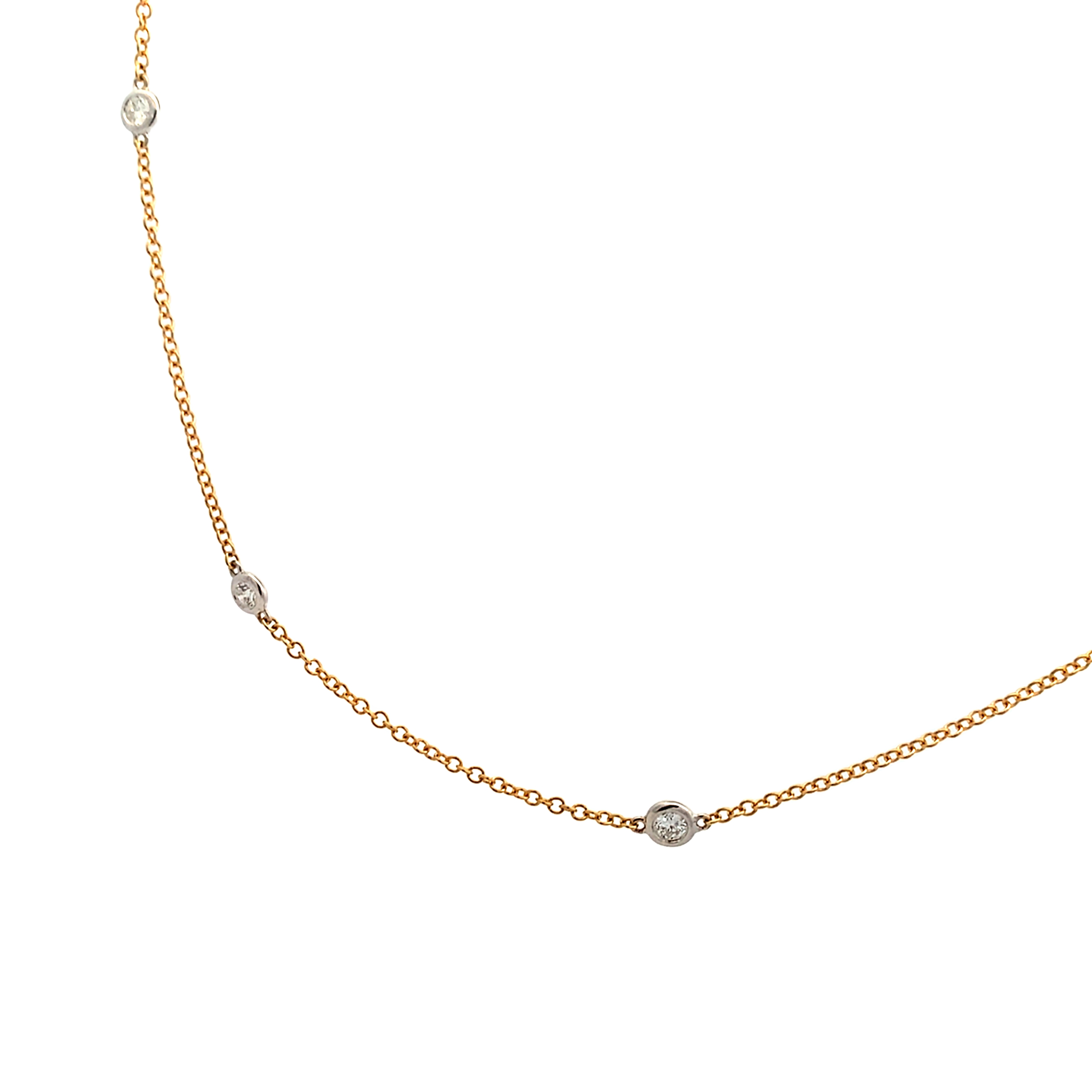 18K White & Yellow Gold Diamond Necklace 18 with 8 Round Diamonds 0.50 CTW F-G VS