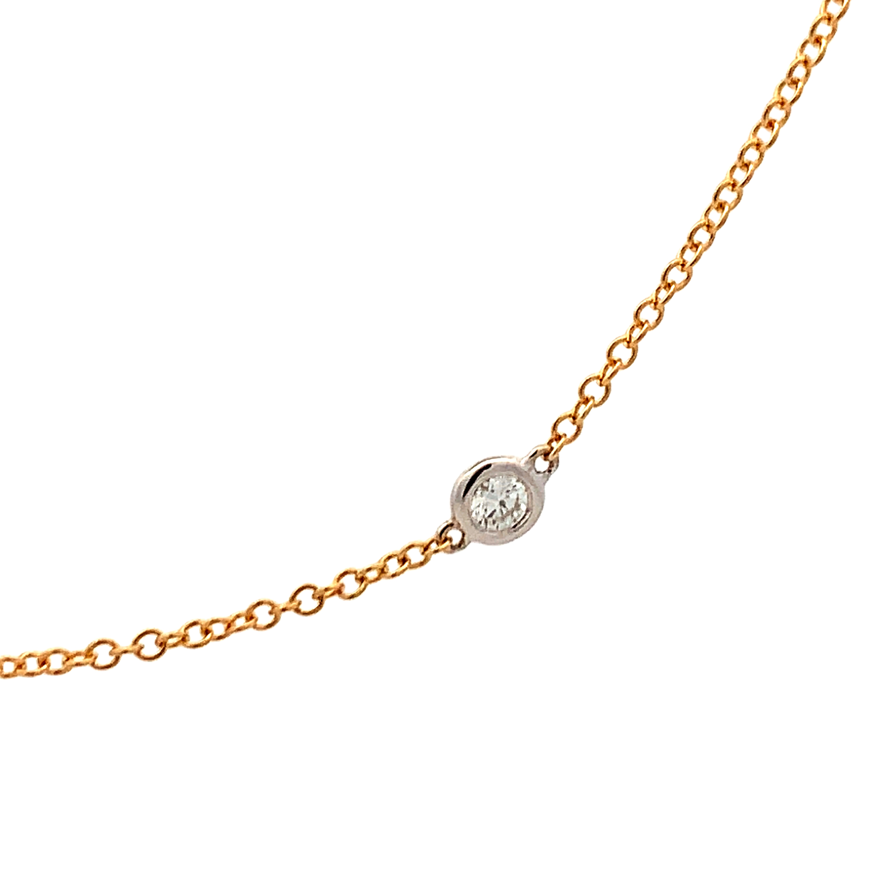 18K White & Yellow Gold Diamond Necklace 18 with 8 Round Diamonds 0.50 CTW F-G VS