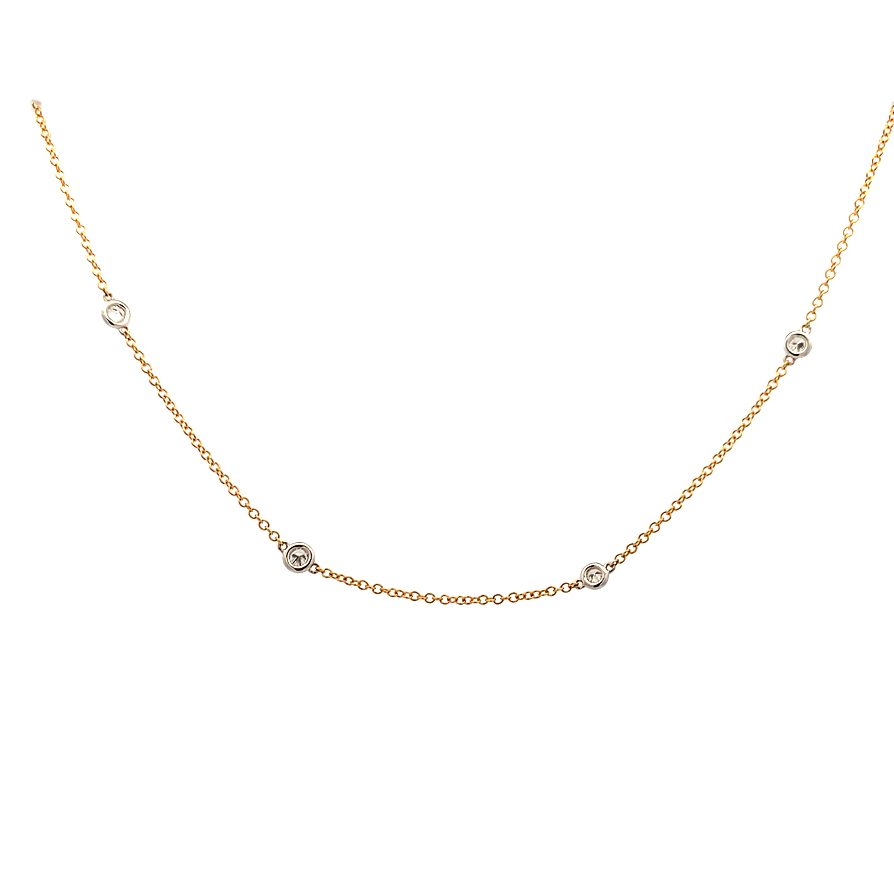 18K White & Yellow Gold Diamond Necklace 18