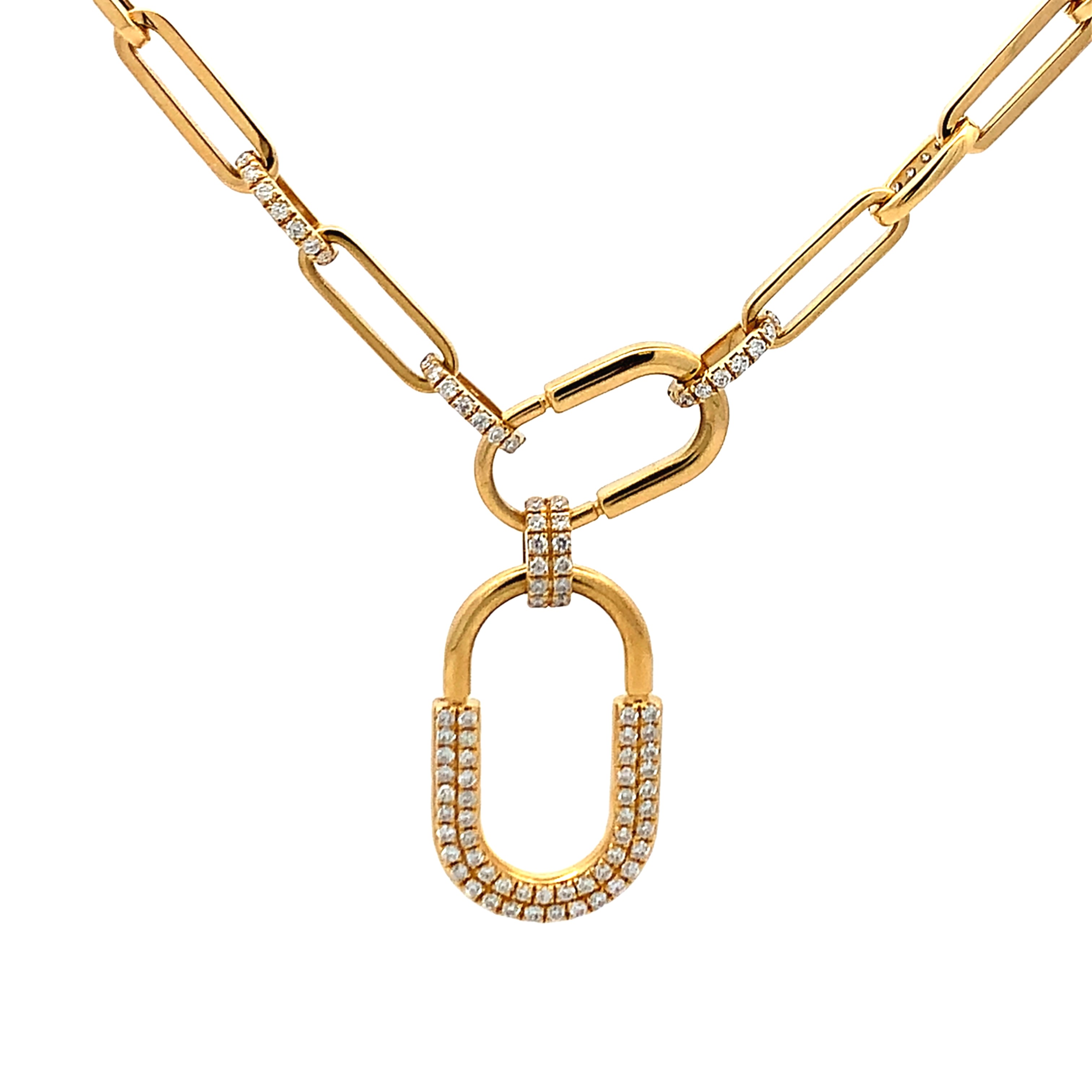 18K Yellow Gold Diamond Paperclip Necklace