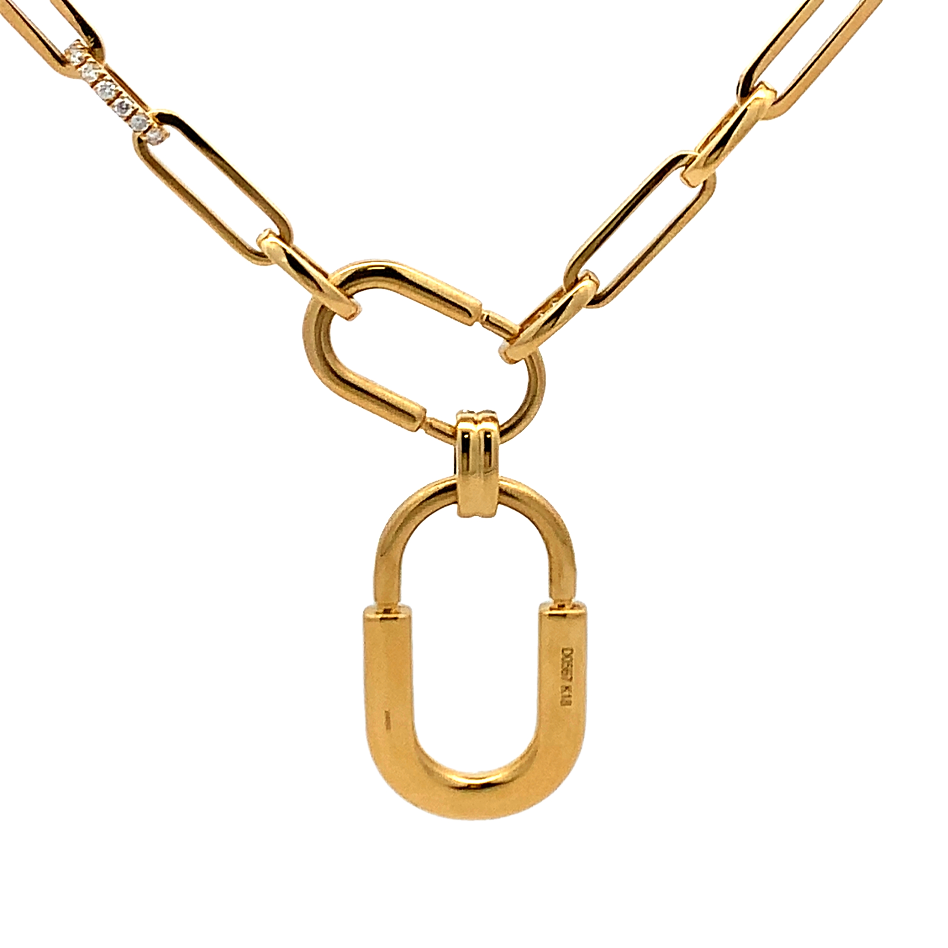 18K Yellow Gold Diamond Paperclip Necklace