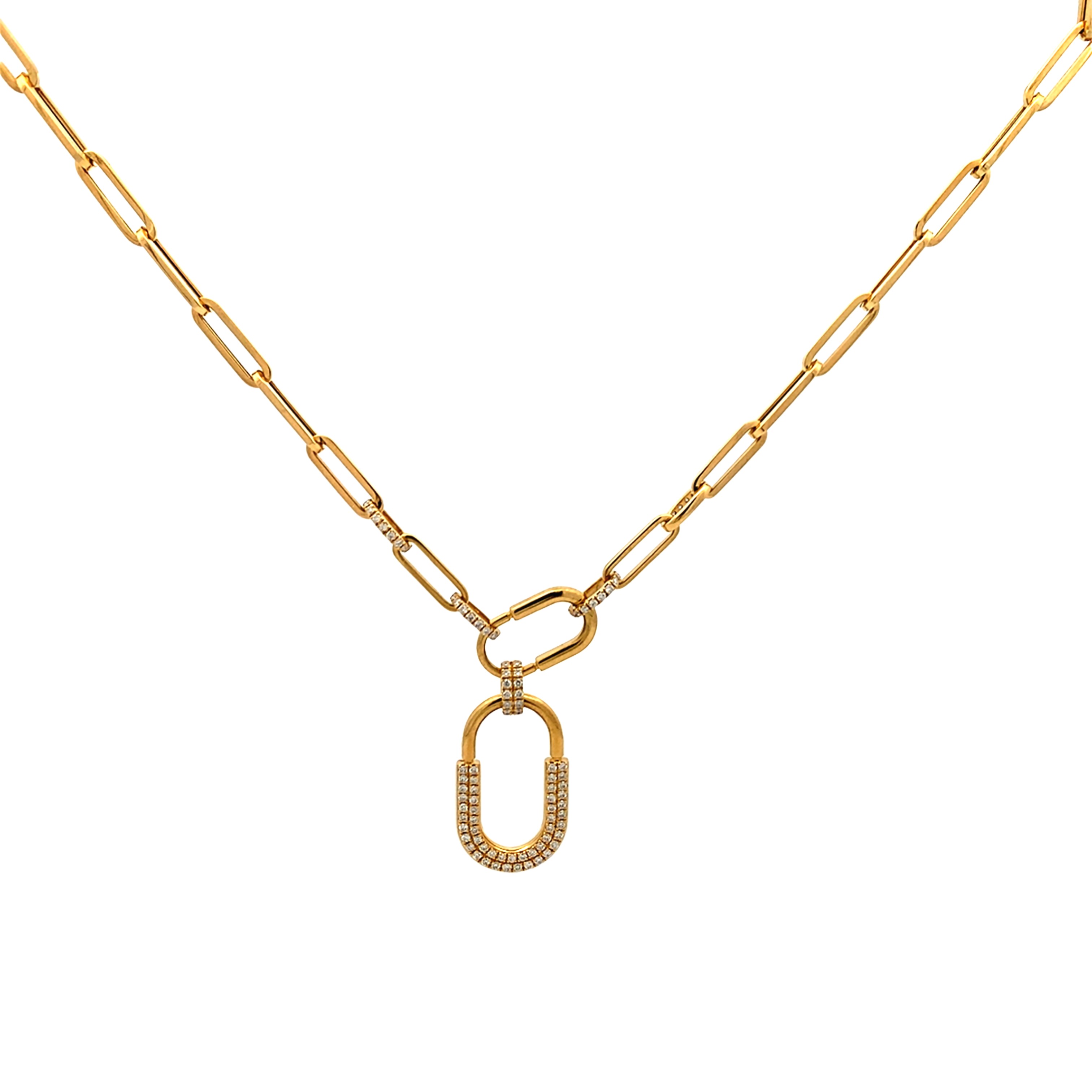 18K Yellow Gold Diamond Paperclip Necklace