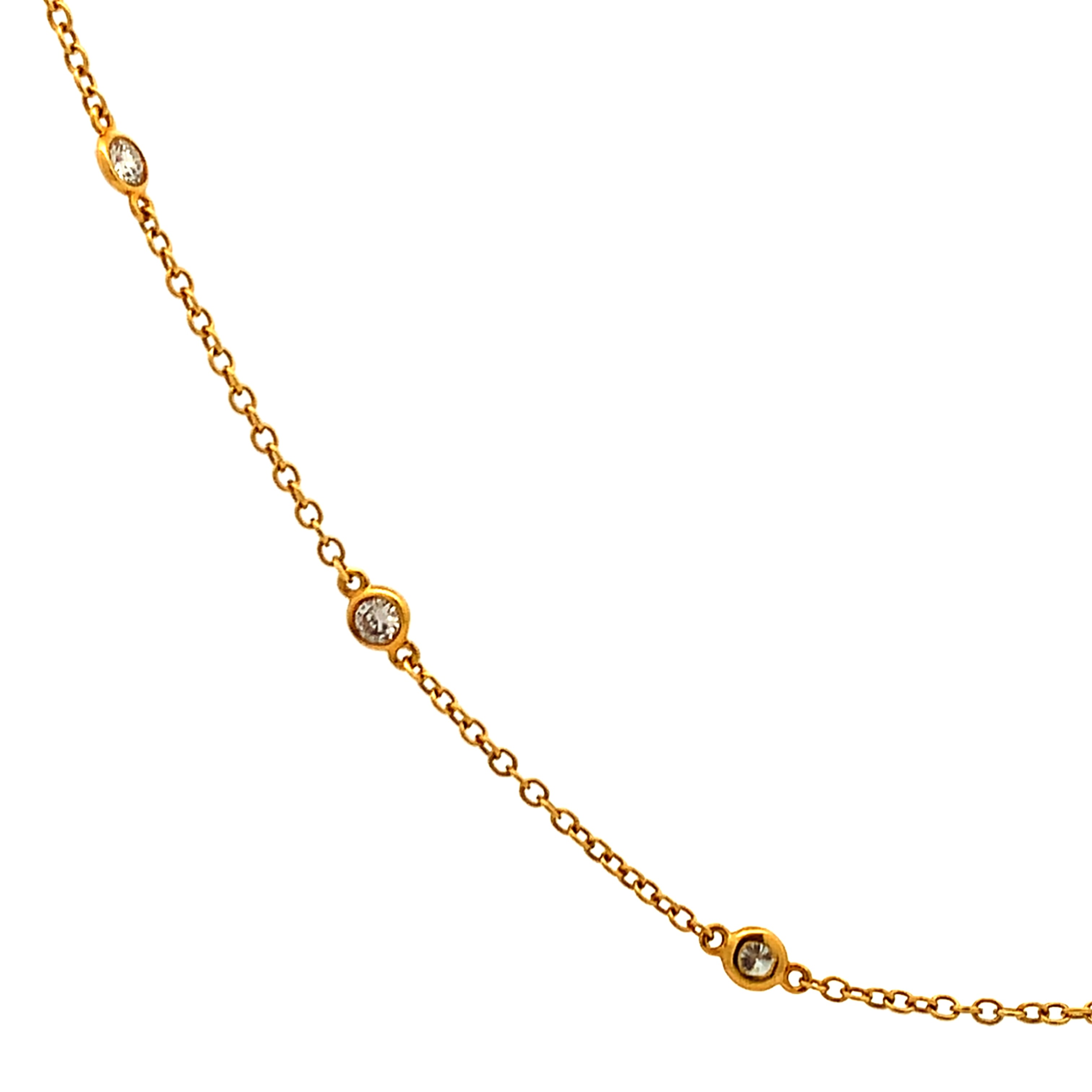 18K Yellow Gold Diamond By The Yard Necklace 16 with 13 Round Diamonds 0.96 CTW F-G VS2-SI1