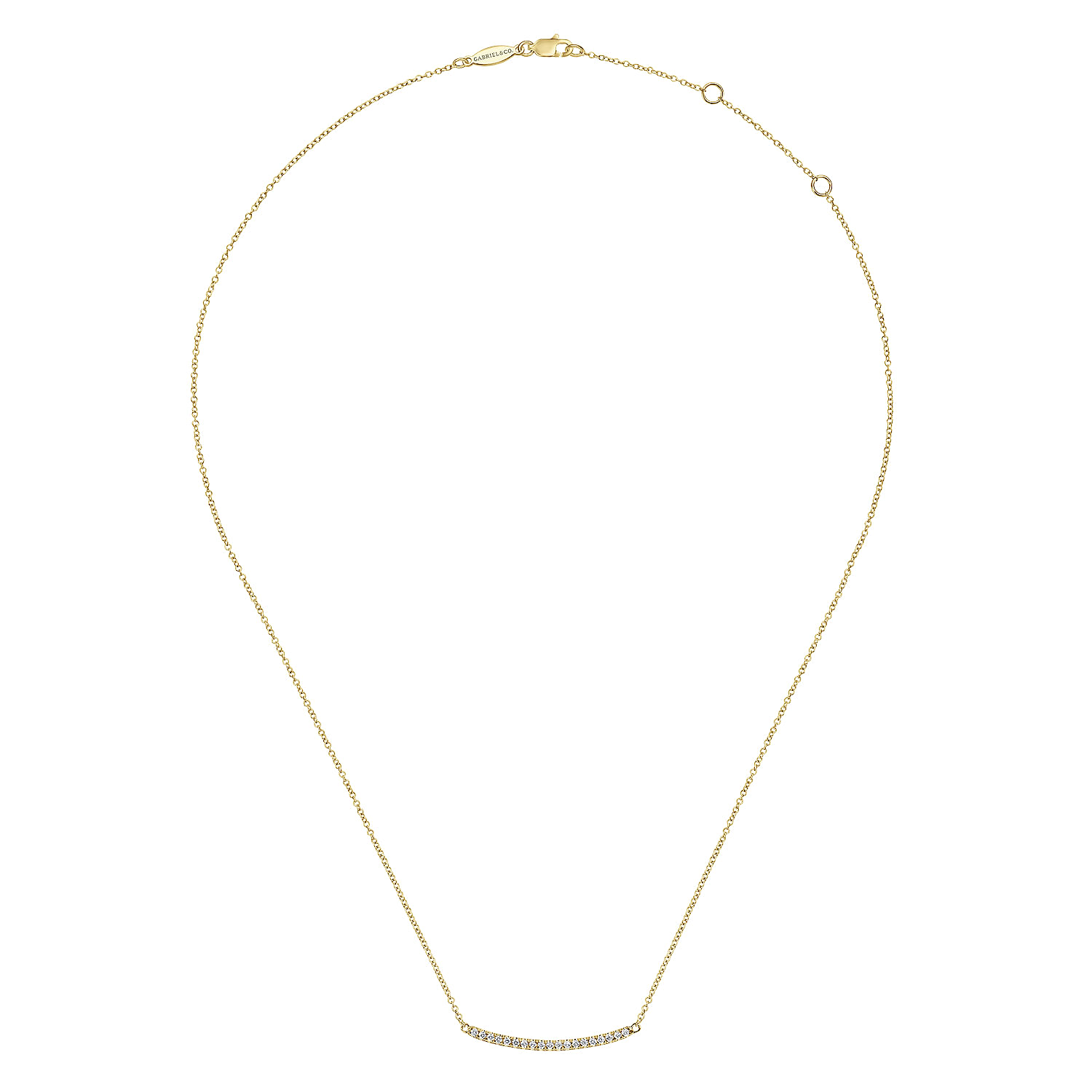 Gabriel & Co. 14K Yellow Gold Diamond Pavé Curved Bar Necklace
