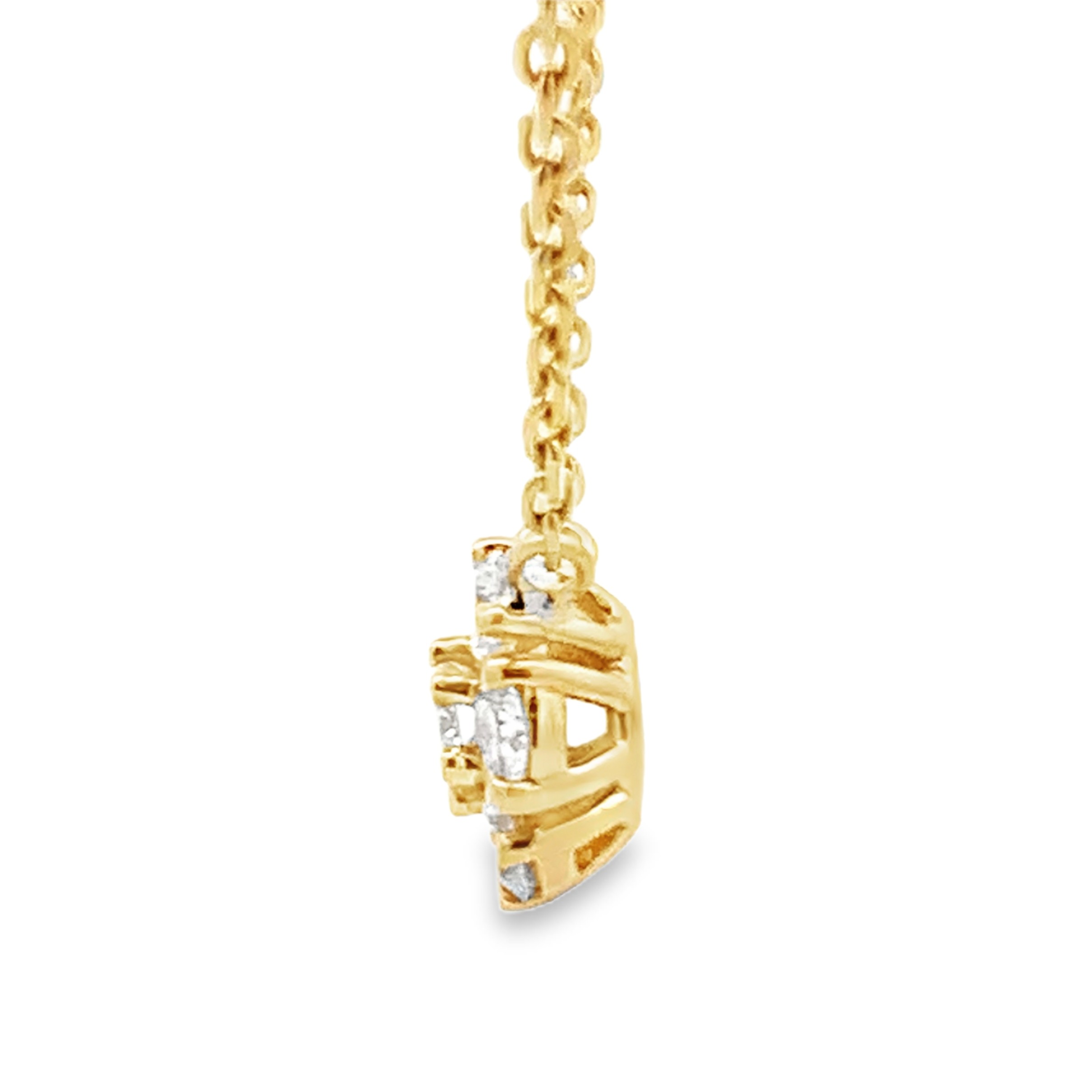 18K Yellow Gold Diamond Cluster and Diamond Bezel-Set Stations Necklace