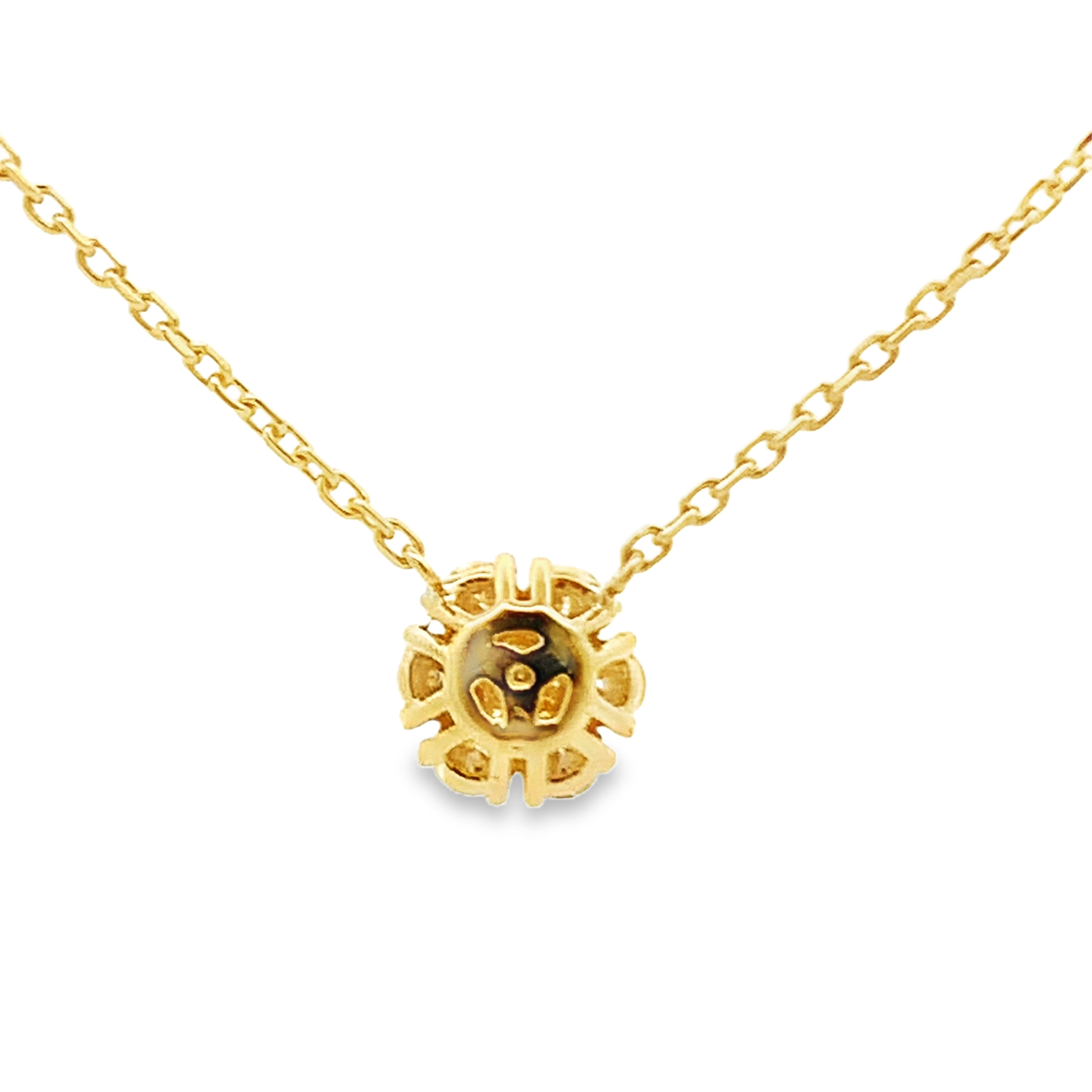 18K Yellow Gold Diamond Cluster and Diamond Bezel-Set Stations Necklace
