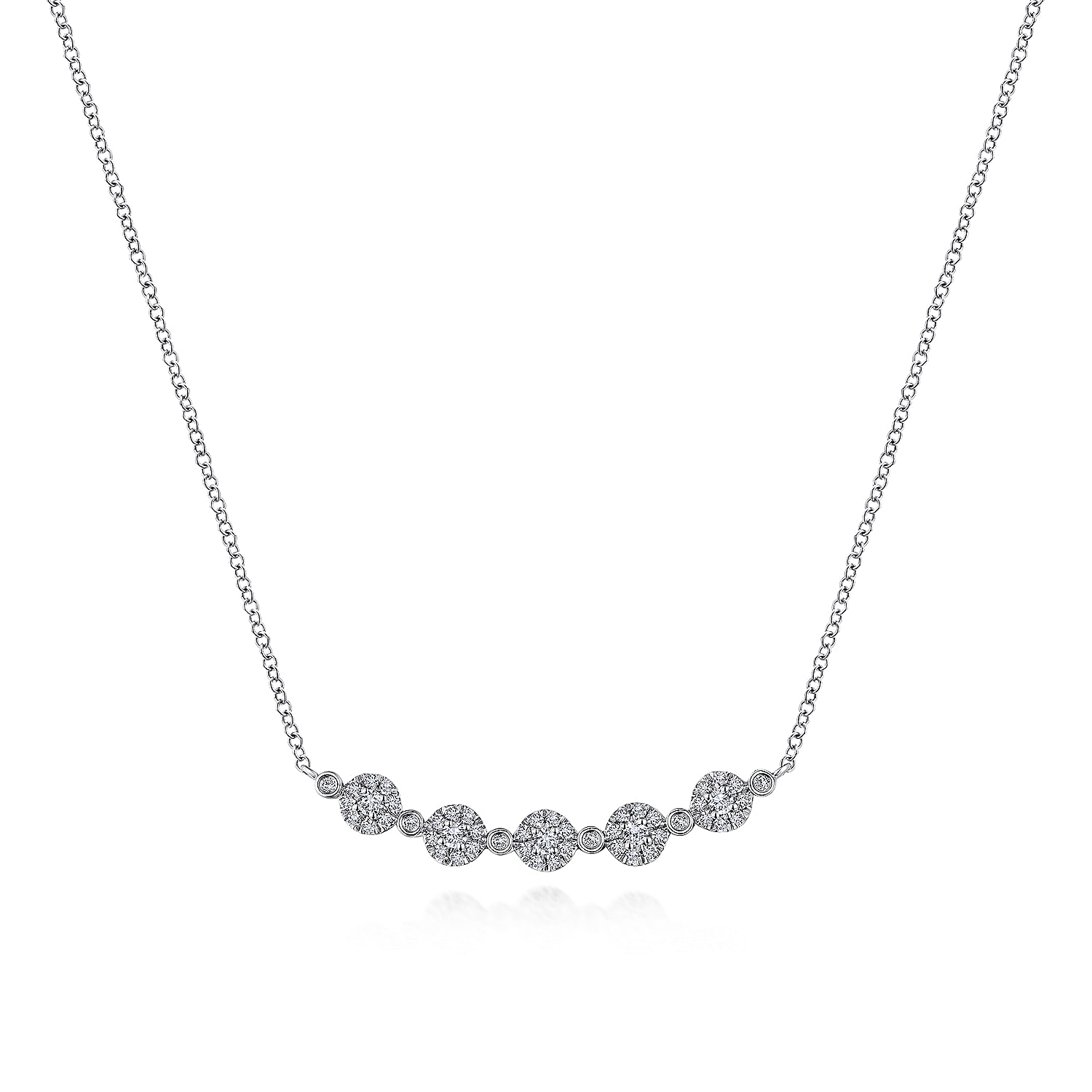 Gabriel & Co. 14K White Gold Diamond Cluster Bar Necklace