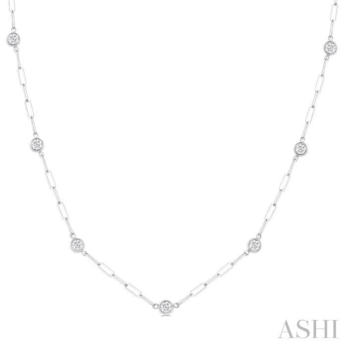 14K White Gold Diamonds By The Yard Paperclip Necklace