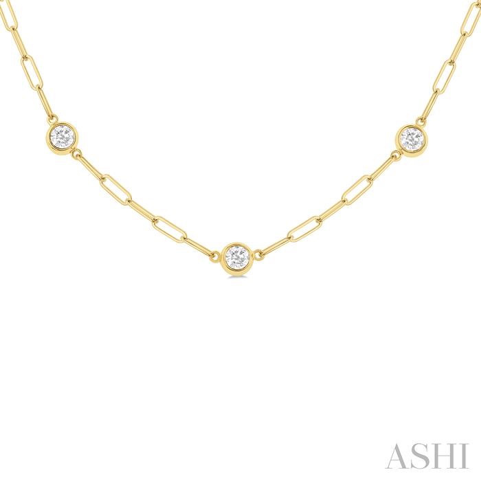 14K Yellow Gold 1-Carat Diamonds By The Yard Paperclip Necklace