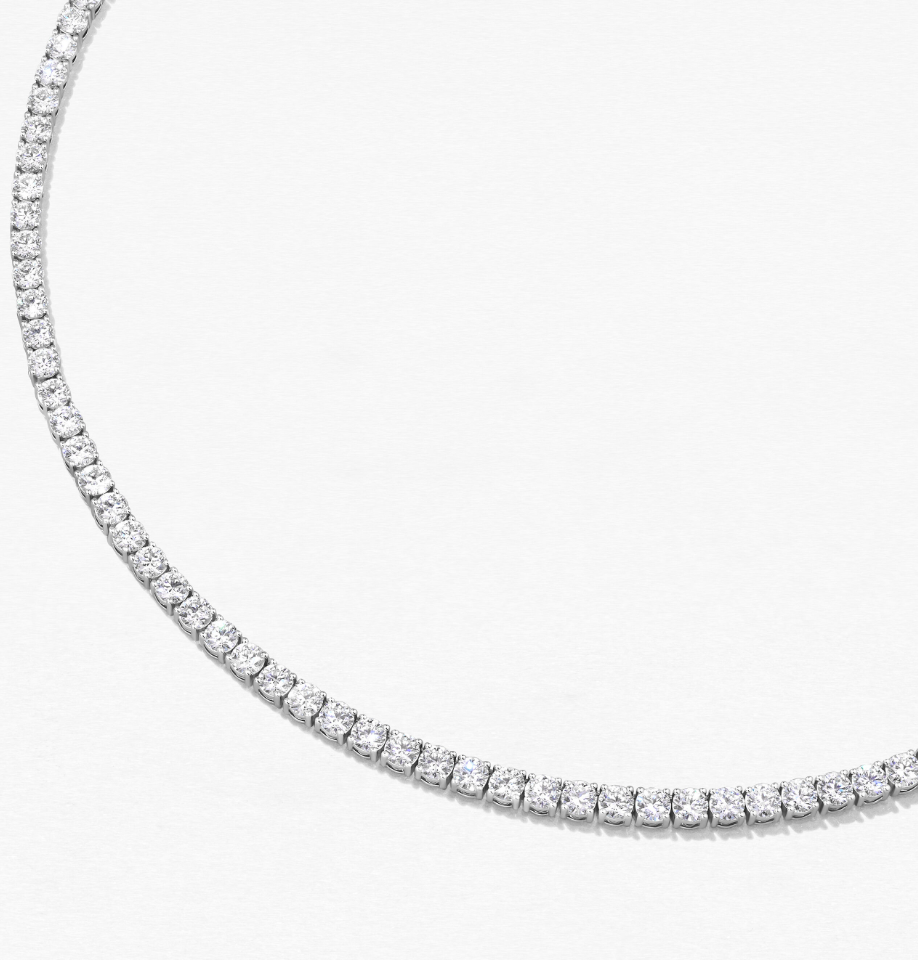 HOF 18 Karat White Gold Diamond Necklace 18 with 175 Round Diamonds 8.84 CTW G-H VS-SI
