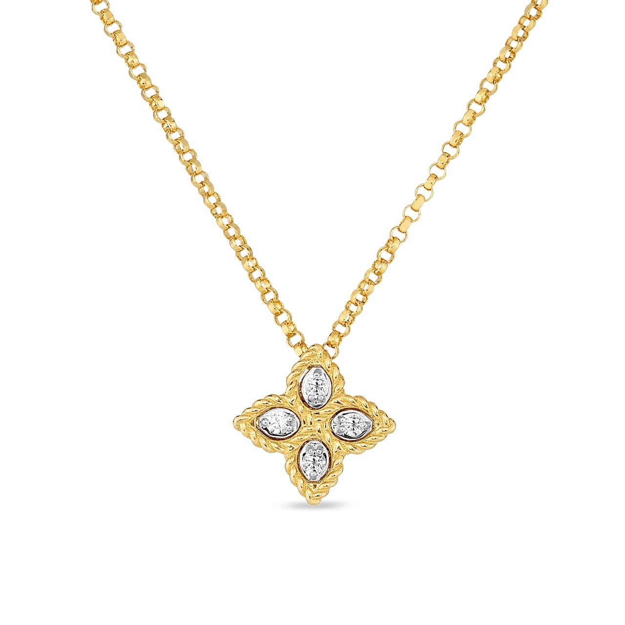 Roberto Coin 18K Yellow Gold Princess Diamond Flower Pendant