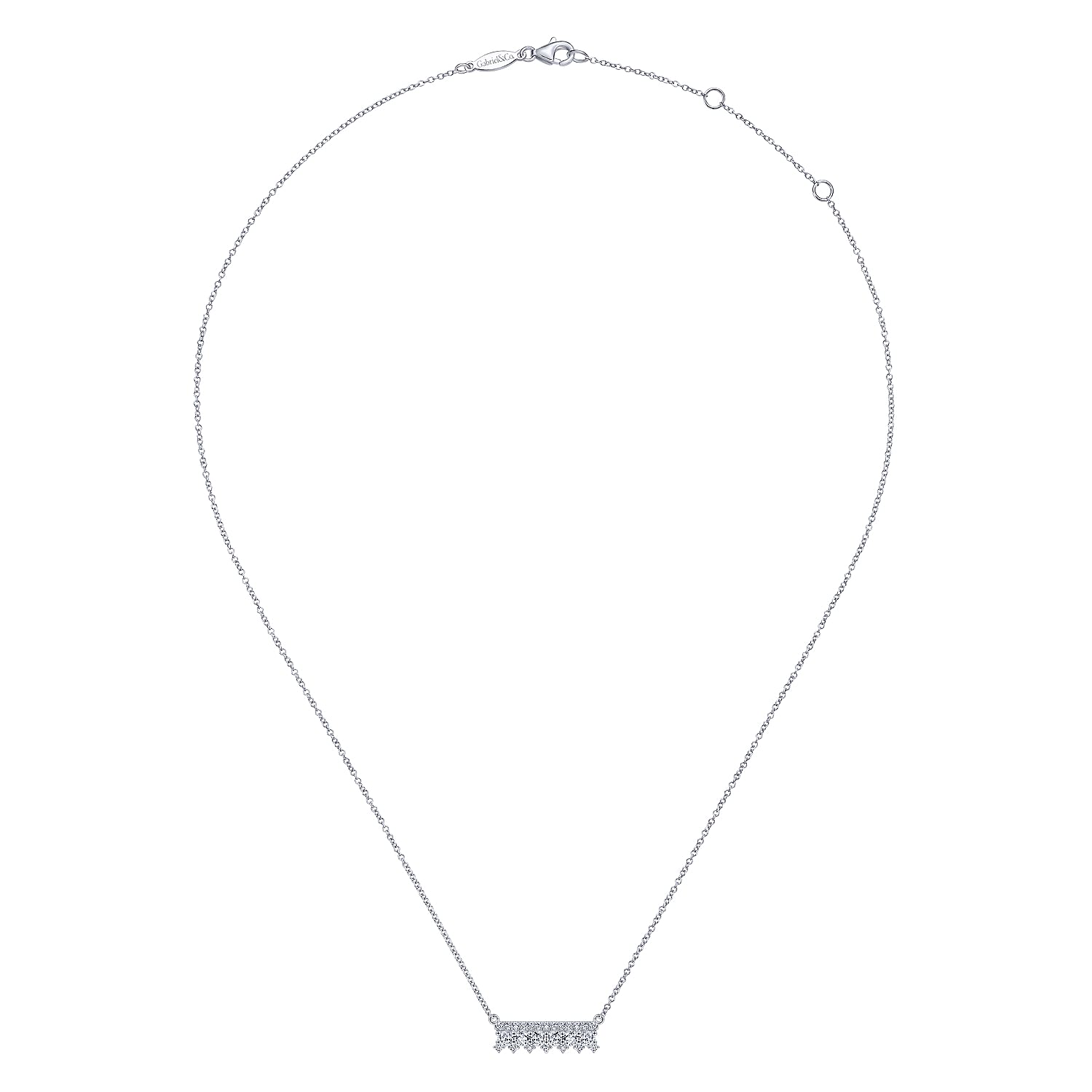Gabriel & Co. 14K White Gold Mini Diamond Bar Necklace