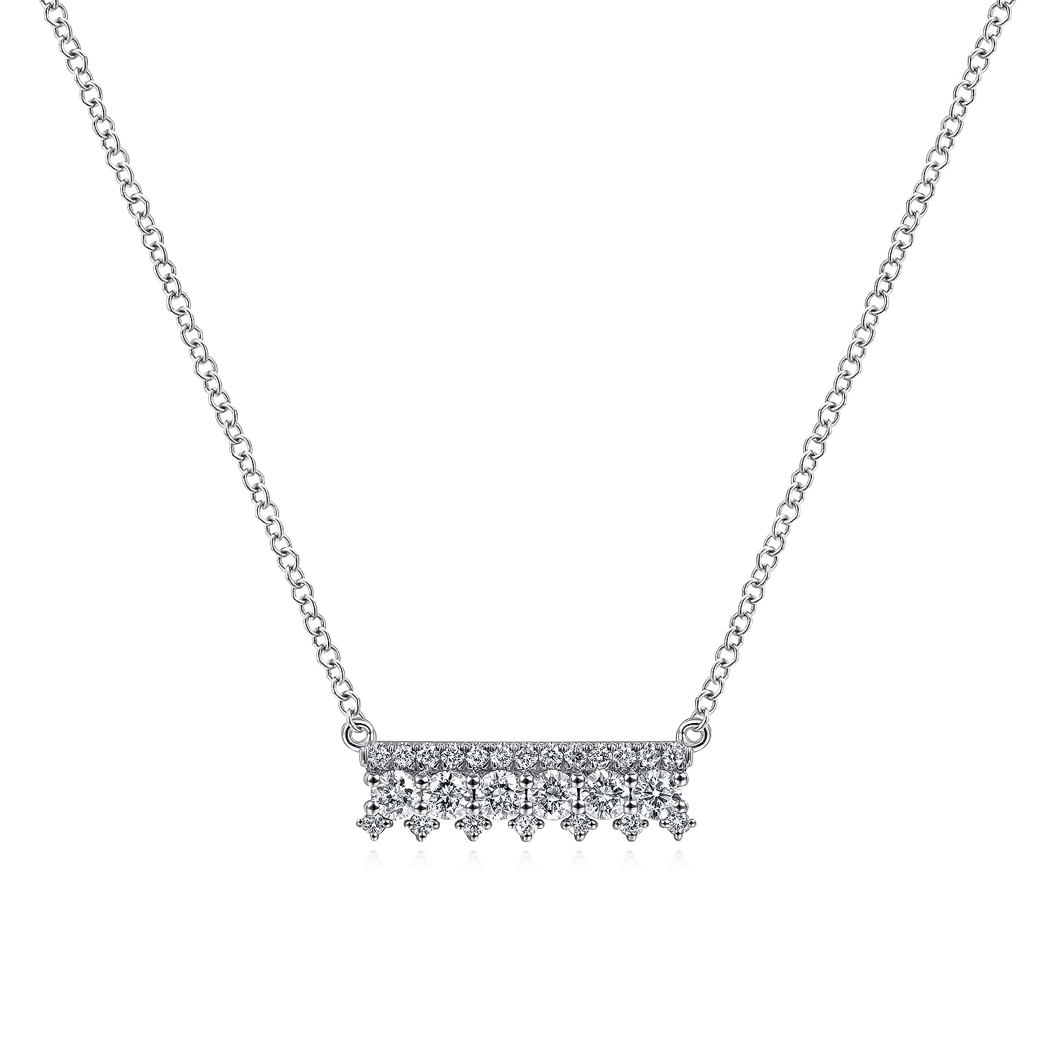 Gabriel & Co. 14K White Gold Mini Diamond Bar Necklace