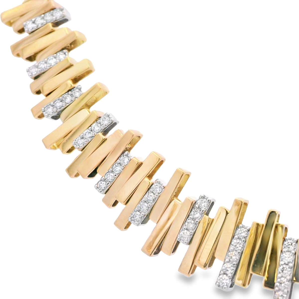 Savoia 18K Two-Tone Arena Collection Stacked Bar Diamond Necklace