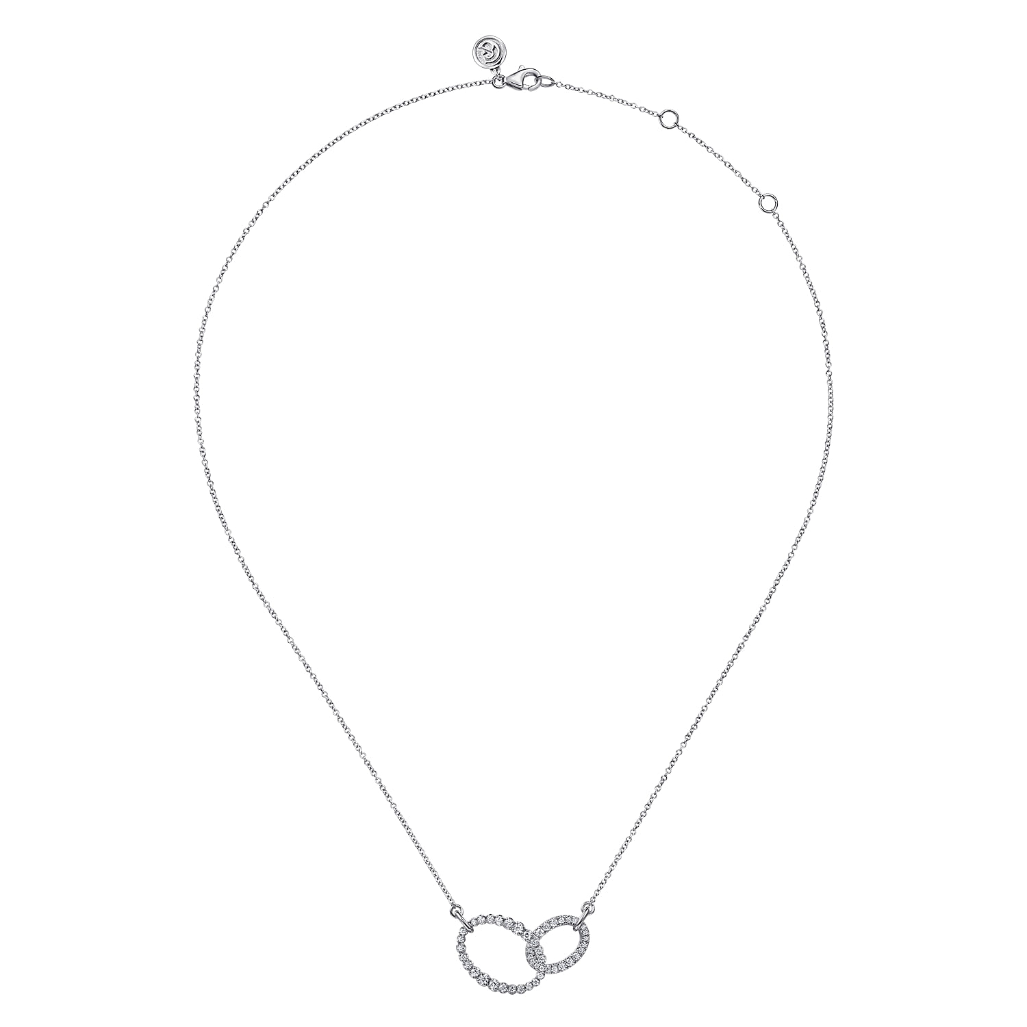 Gabriel & Co. 14K White Gold Diamond Interlocking Ovals Necklace