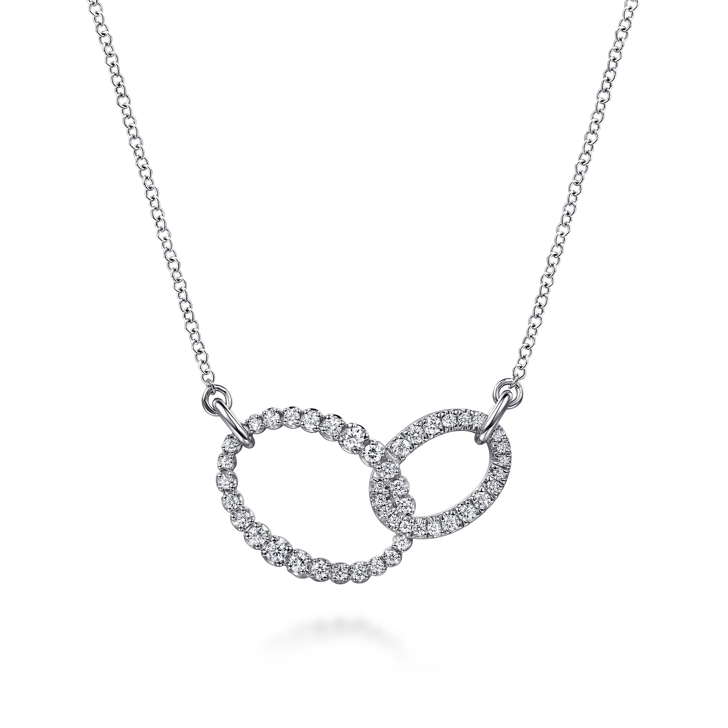 Gabriel & Co. 14K White Gold Diamond Interlocking Ovals Necklace