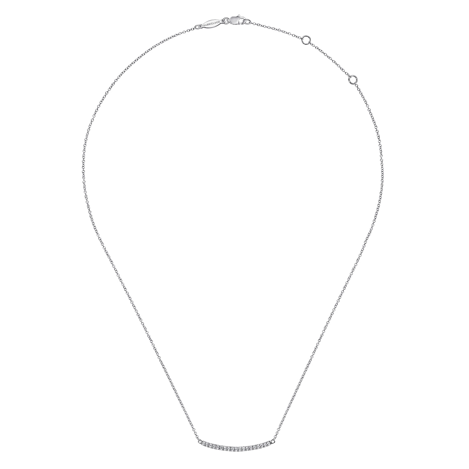 Gabriel & Co. 14K White Gold Diamond Pave Curved Bar Necklace