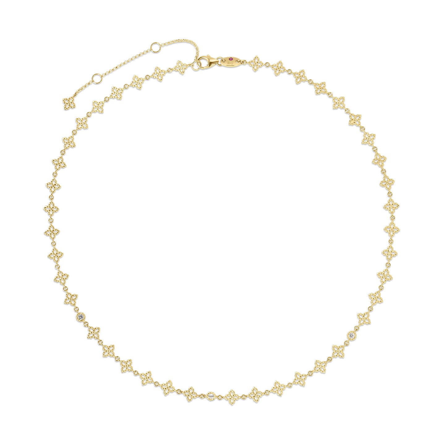 Roberto Coin 18K Yellow Gold Principessa Diamond & Flower Link Necklace