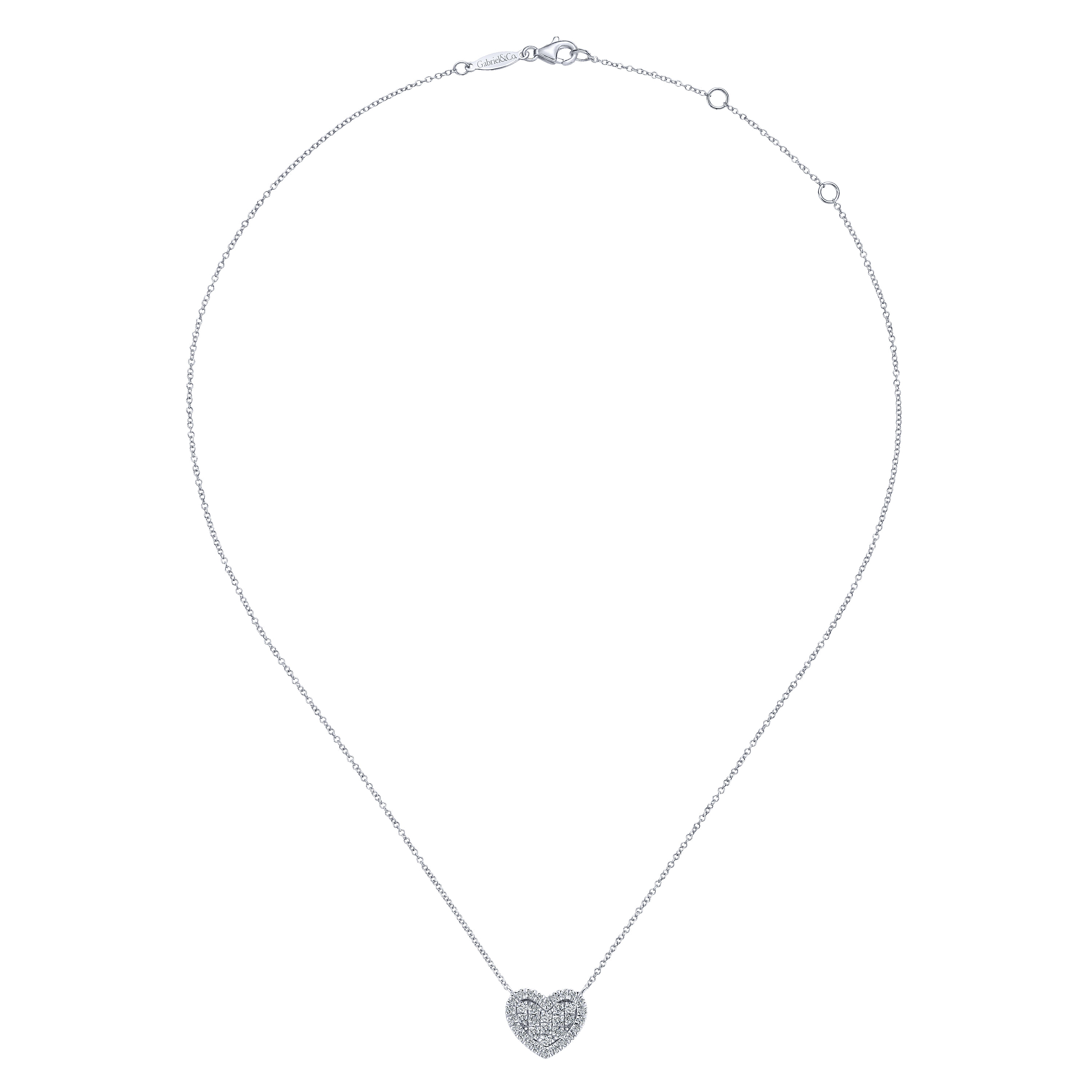 Gabriel & Co. 14K White Gold Pave Diamond Heart Necklace
